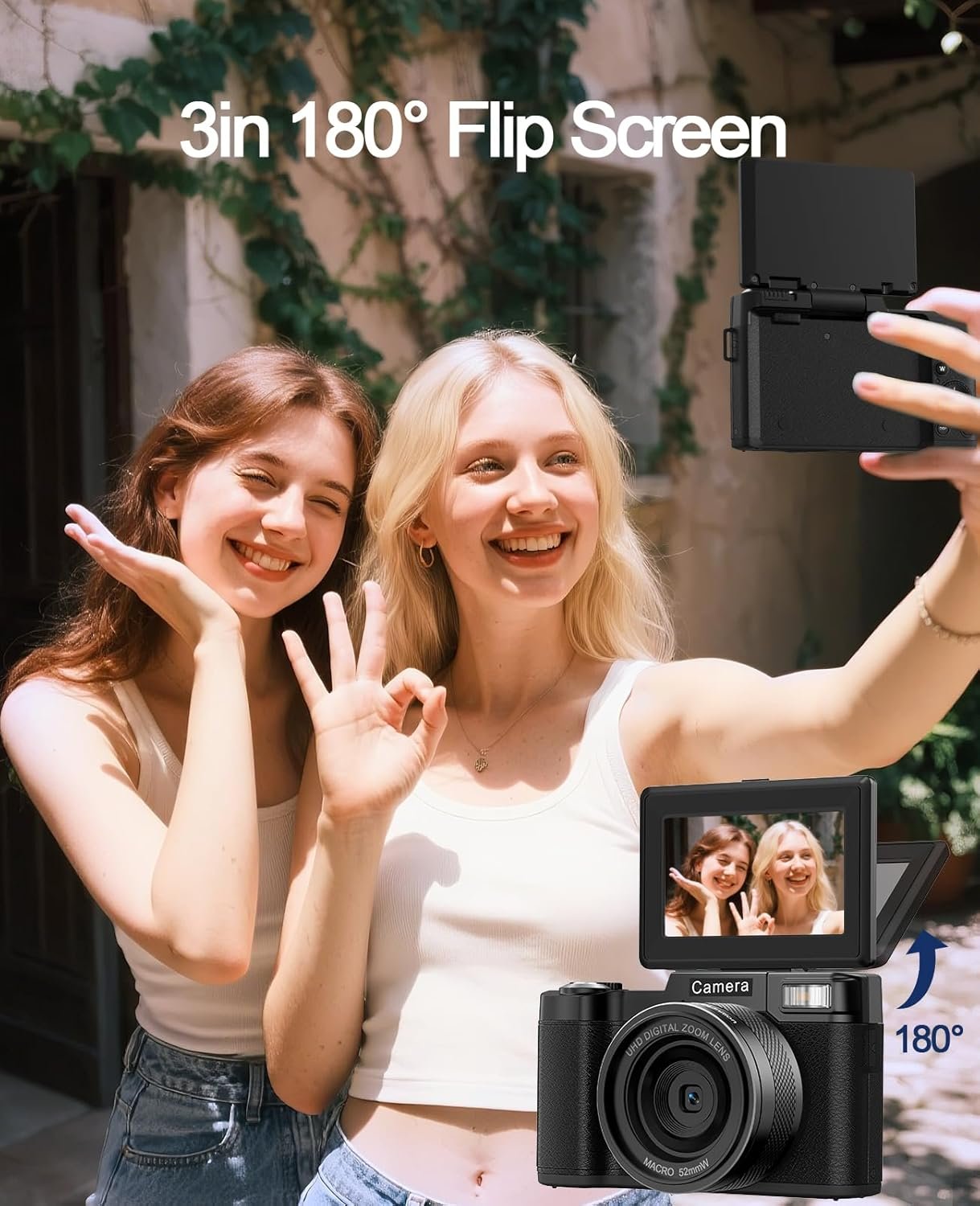 FLATIC Digital Camera with WiFi, 5K 64MP Cameras for Photography with 180° Flip Screen for YouTube, 18X Zoom Autofoucs Vlogging Camera with 64GB Card, Wide & Macro Lens, 2 Batteries, Card Reader - Image 9