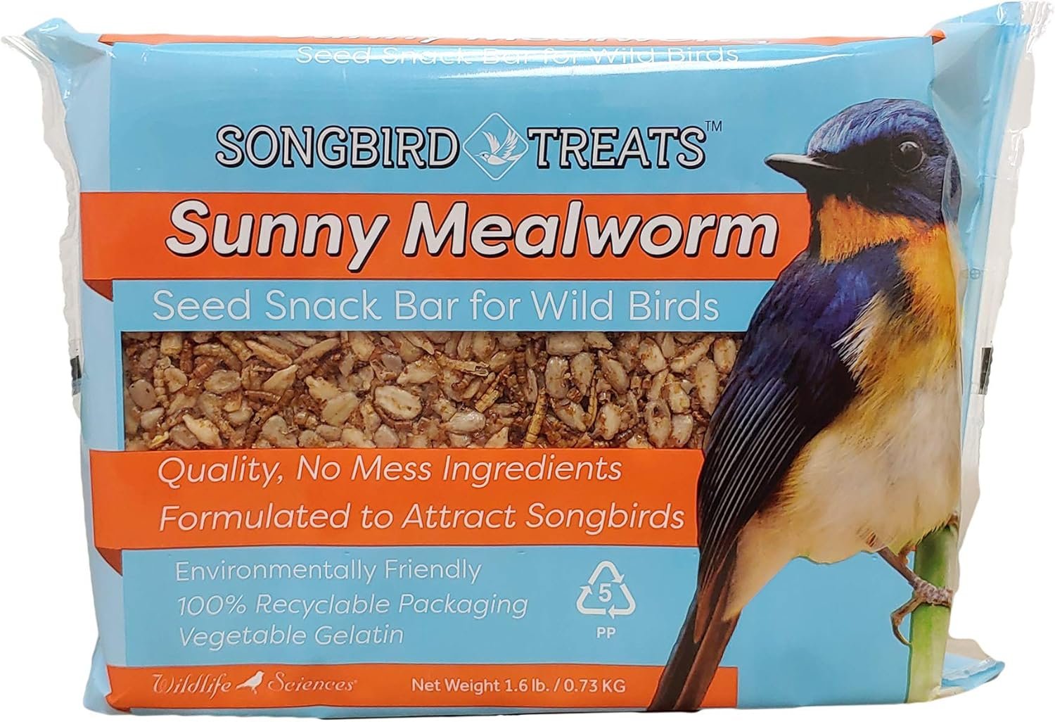 Songbird Treats Sunny Mealworm Seed Bar | 1.6 lb Wild Bird Seed Cake (Sunny Mealworm) - Image 2