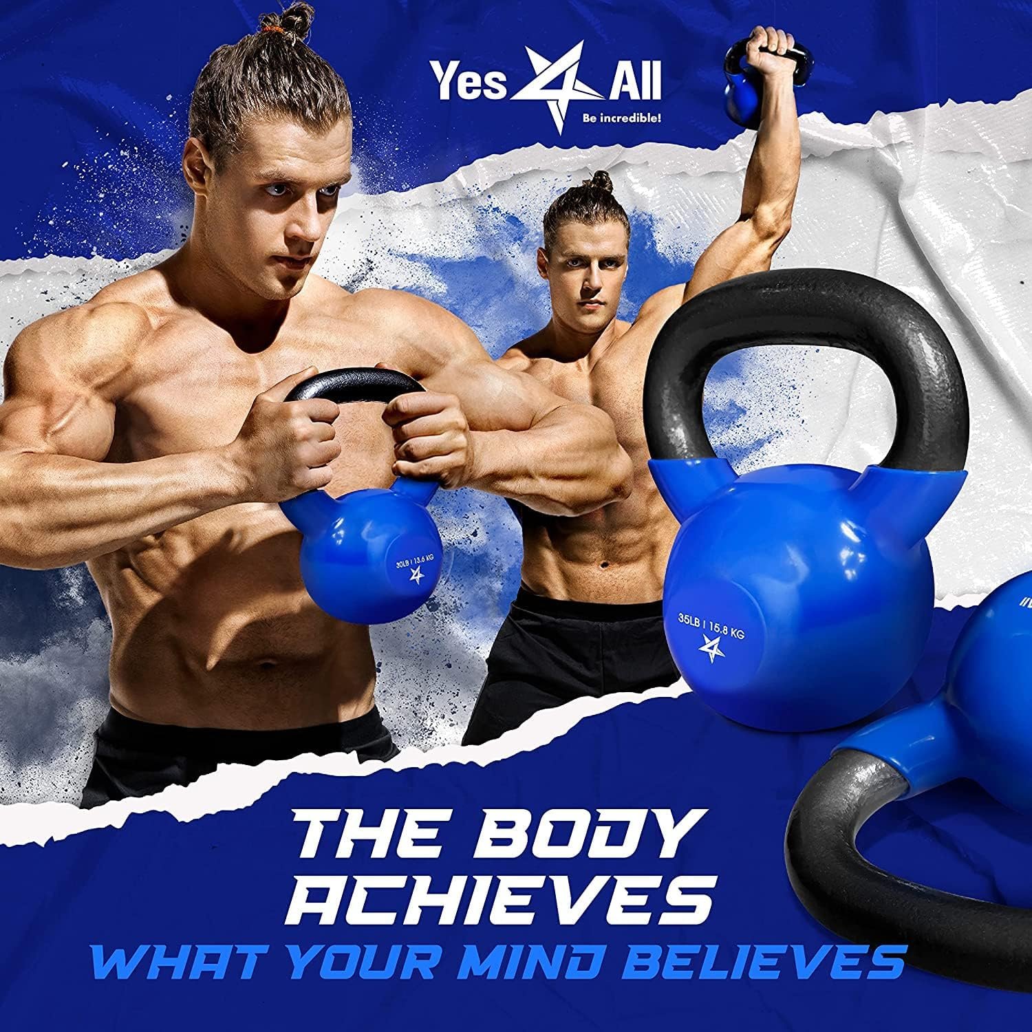 Yes4All Kettlebell, 5-100 LB Vinyl Coated Cast Iron Strength Training Kettlebells for Home Gym Exercises, Fitness, Full Body Workout Equipment, Push Ups, and Grip Strength - Image 7