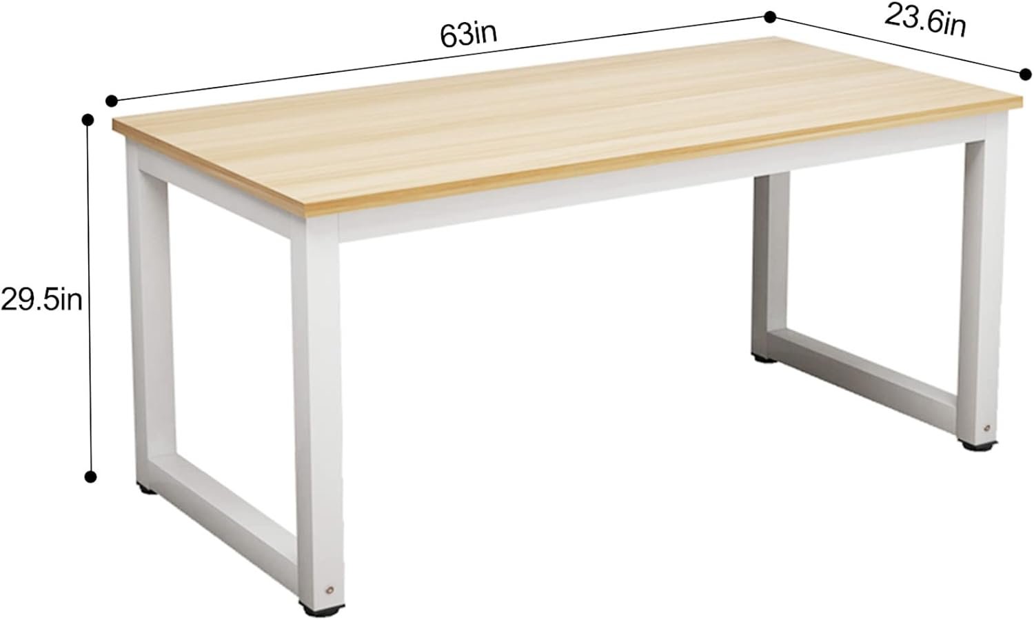 NSdirect Modern Computer Desk 63 Inch Large Office Desk, Writing Study Table for Home Office Desk Workstation Wide Metal Sturdy Frame Thicker Steel Legs, White - Image 3