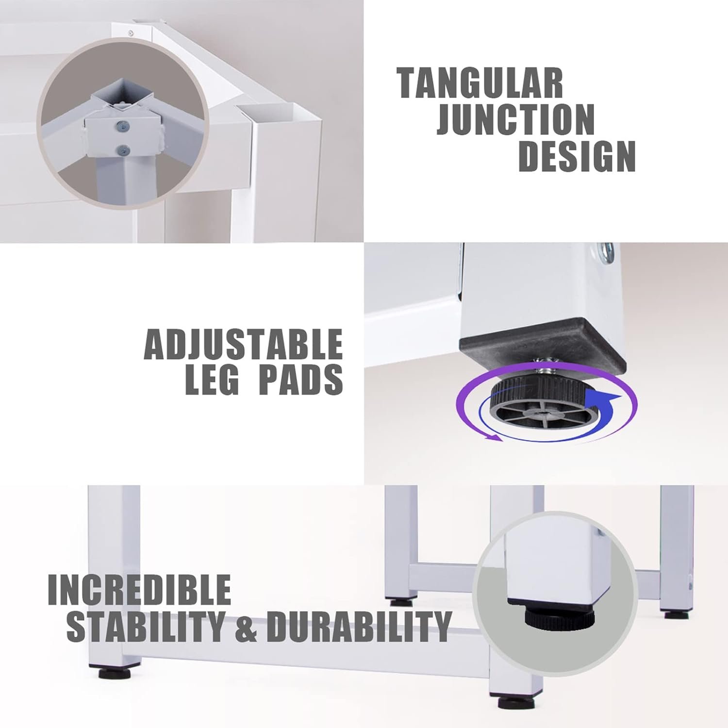 NSdirect Modern Computer Desk 63 Inch Large Office Desk, Writing Study Table for Home Office Desk Workstation Wide Metal Sturdy Frame Thicker Steel Legs, White - Image 10