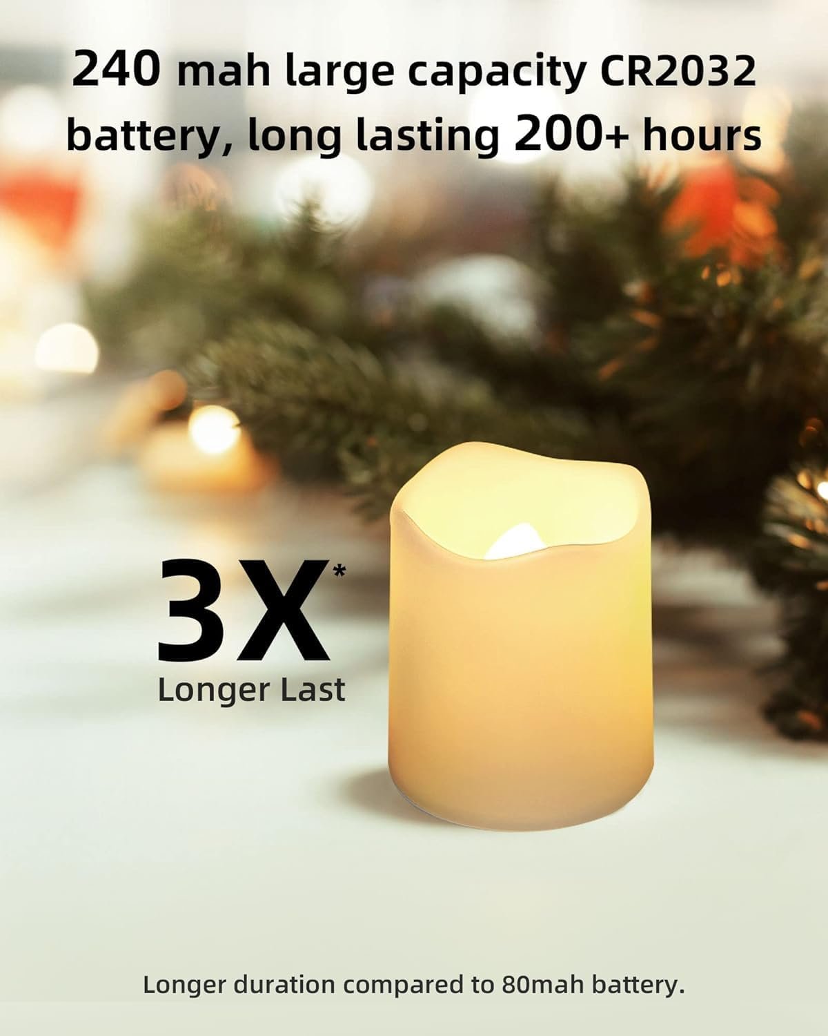SHYMERY Flameless Votive Candles,Flameless Flickering Electric Fake Candle,24 Pack 200+Hour Battery Operated LED Tea Lights in Warm White for Wedding, Table, Halloween,Christmas Decorations 1.5"X1.7" - Image 4