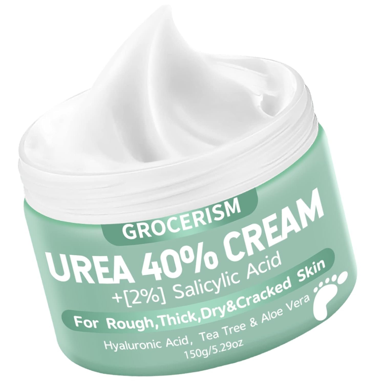 Grocerism Urea Cream 40 Percent For Feet Plus 2% Salicylic Acid 5.29 oz || Foot Cream and Hand Cream Maximum Strength with Hyaluronic Acid,Tea Tree,and Aloe Vera For Deep Moisturizes,Callus Remover - Image 2