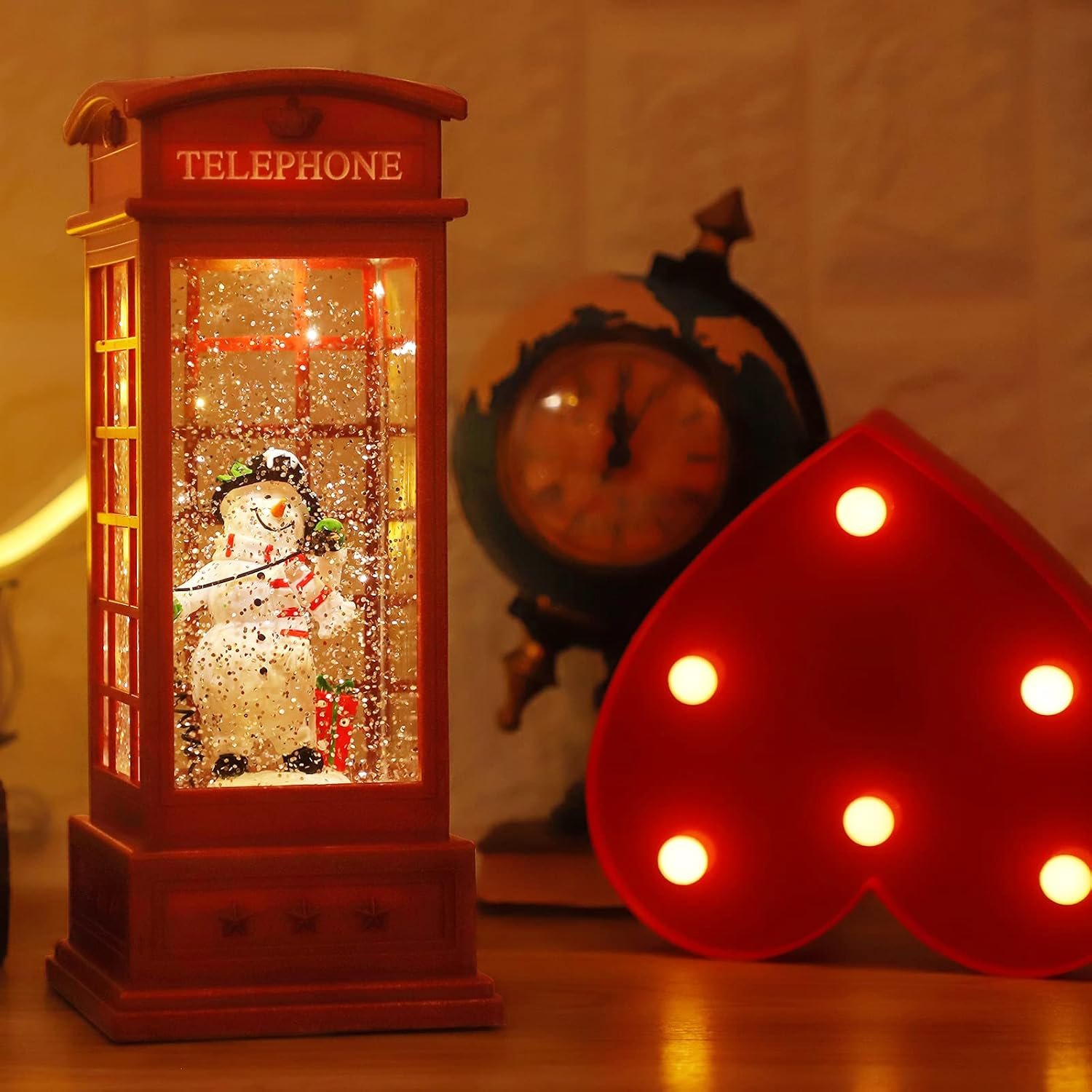 Christmas Snow Globe Lantern,Christmass Lantern with 8 Christmas Theme Music,Christma Snow Globe Gifts Water Glittering Swirling Christma Home Decoration (Snowman) - Image 3