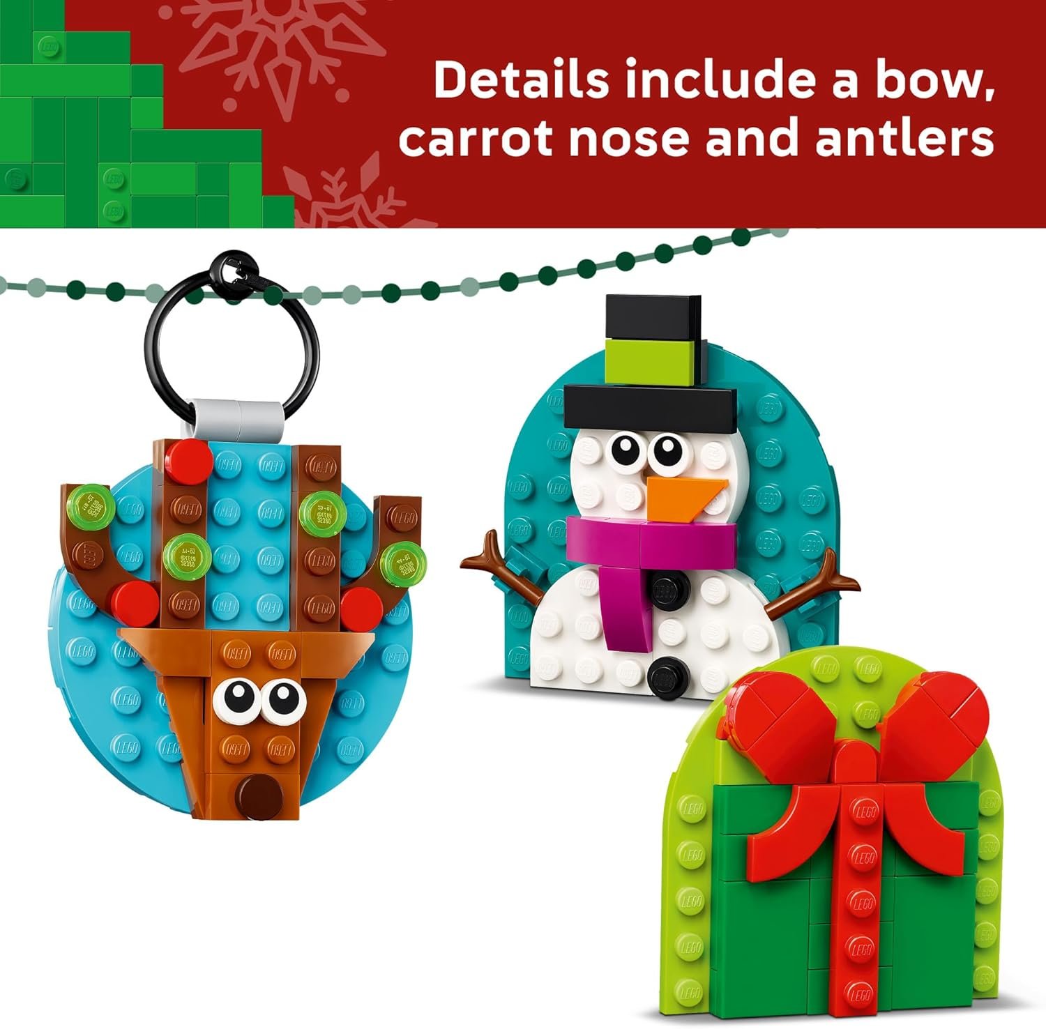 LEGO Christmas Ornament Selection Building Toys - Holiday Crafts for Family, Kids, Boys & Girls, Ages 6+ - Hanging Christmas Decorations for Tree - 40744 - Image 6