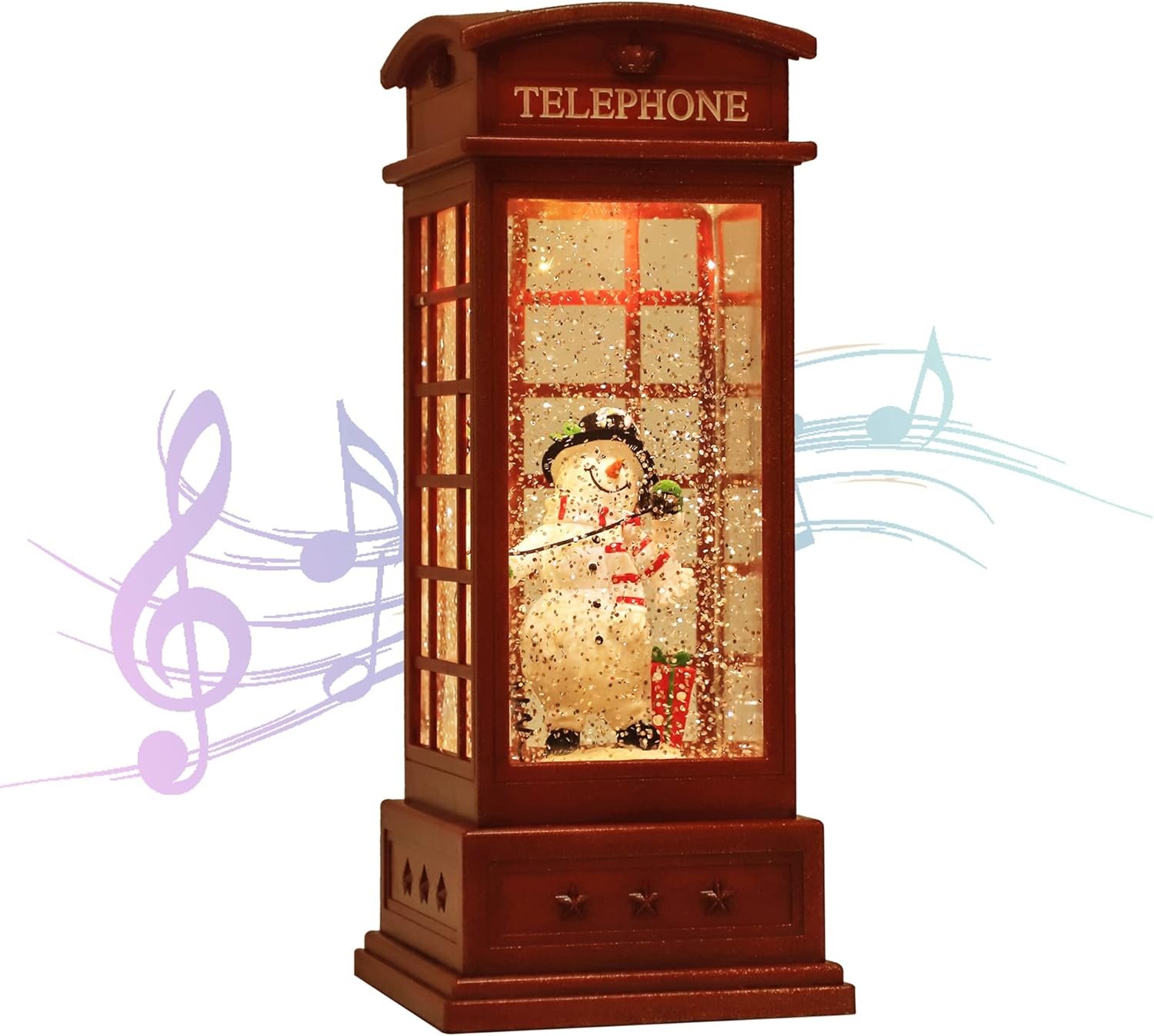 Christmas Snow Globe Lantern,Christmass Lantern with 8 Christmas Theme Music,Christma Snow Globe Gifts Water Glittering Swirling Christma Home Decoration (Snowman) - Image 2