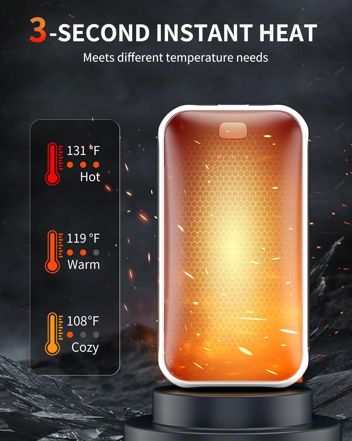 Lerat Hand Warmers Rechargeable, 2 Pack Electric Hand Warmer, Reusable Portable Pocket Heater USB Handwarmers, Gifts for Men, Women, Indoor, Outdoor, Hiking, Skiing, Camping, Hunting Accessories - Image 5