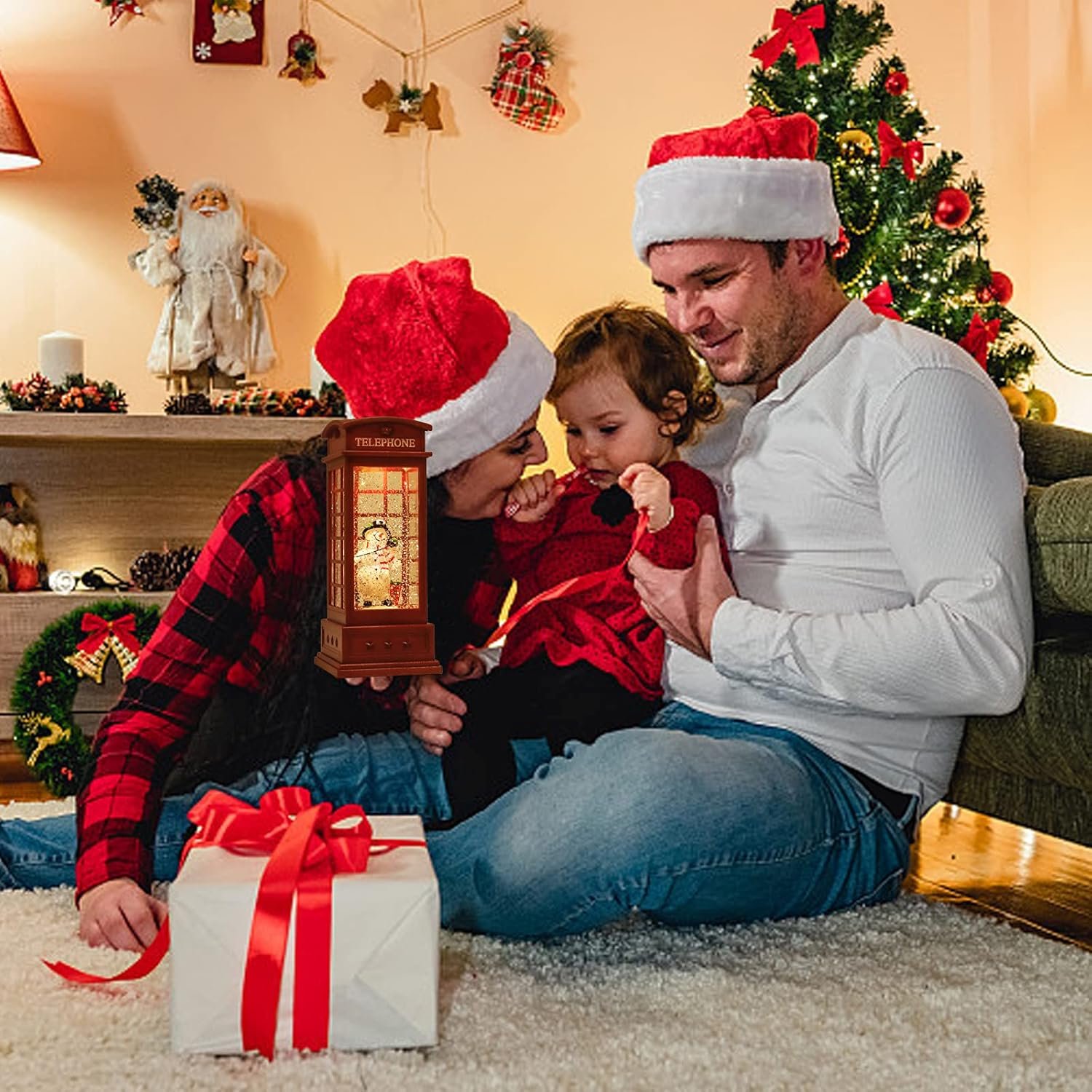 Christmas Snow Globe Lantern,Christmass Lantern with 8 Christmas Theme Music,Christma Snow Globe Gifts Water Glittering Swirling Christma Home Decoration (Snowman) - Image 6