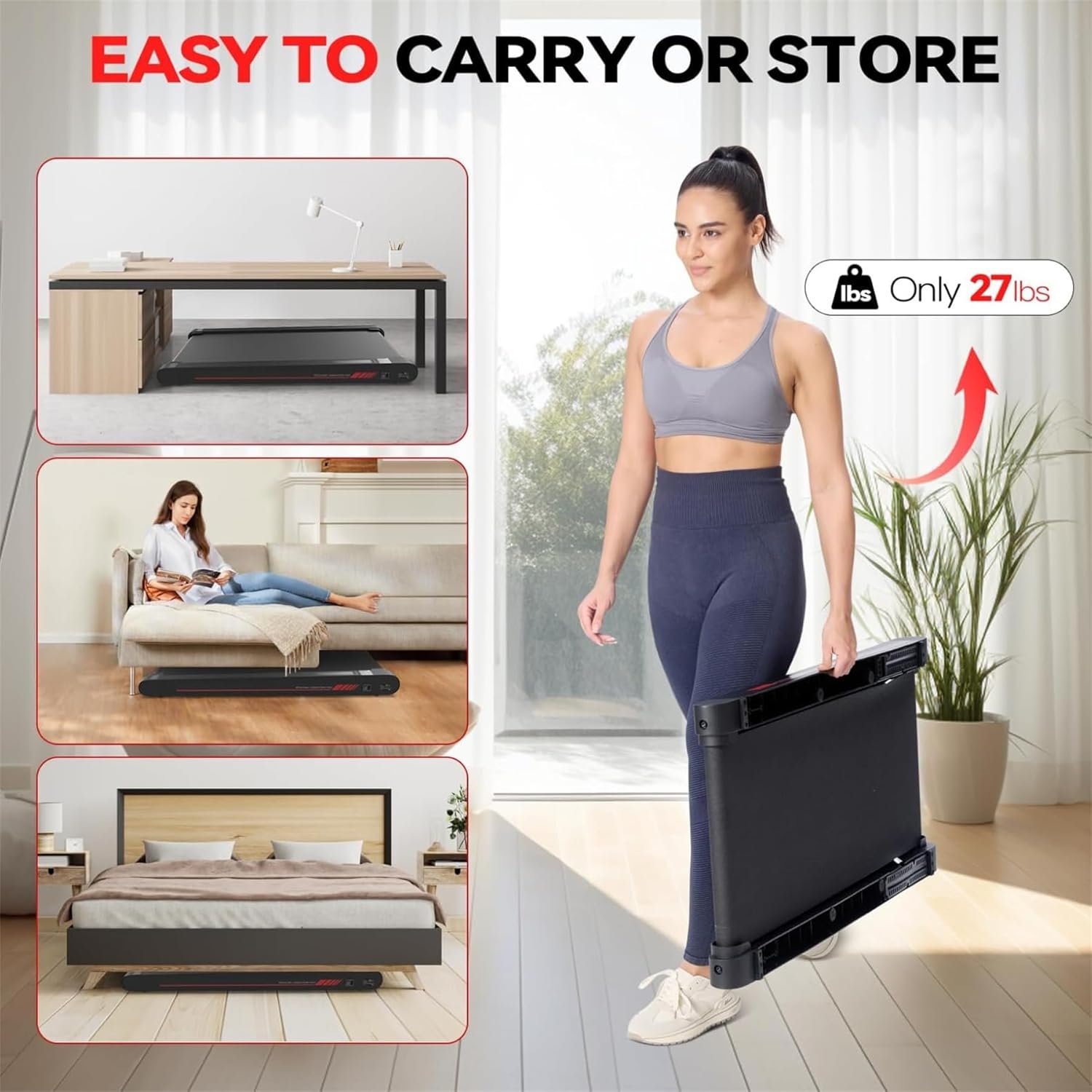 Sperax Walking Treadmill Pad with APP, 3 in 1 Under Desk Treadmill, 400W Low Noise Walking Vibration Pad with Remote Control,Portable Treadmills for Home Office - Image 7