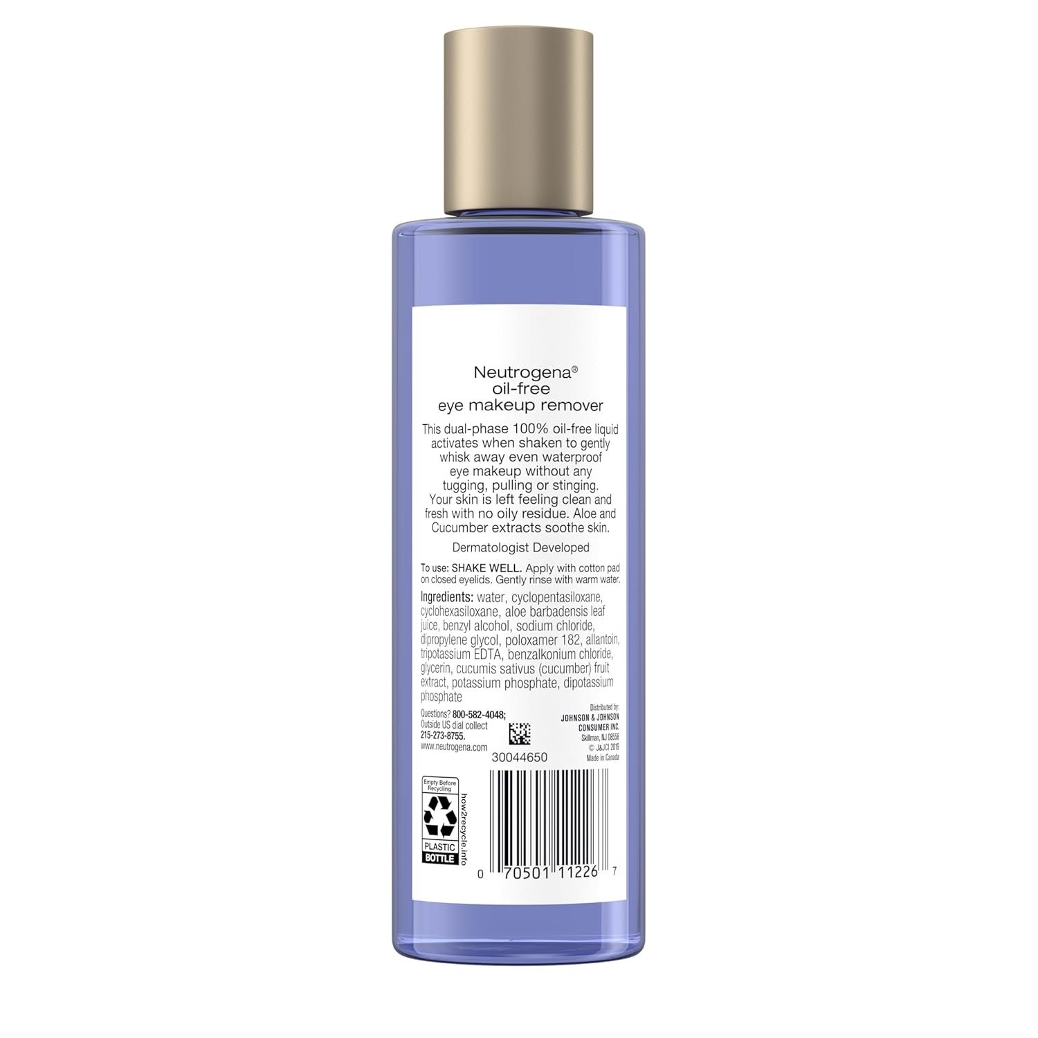 Neutrogena Gentle Oil-Free Eye Makeup Remover & Cleanser for Sensitive Eyes, Non-Greasy Makeup Remover, Waterproof Mascara Remover, Dermatologist & Ophthalmologist Tested, 8 fl. oz - Image 9