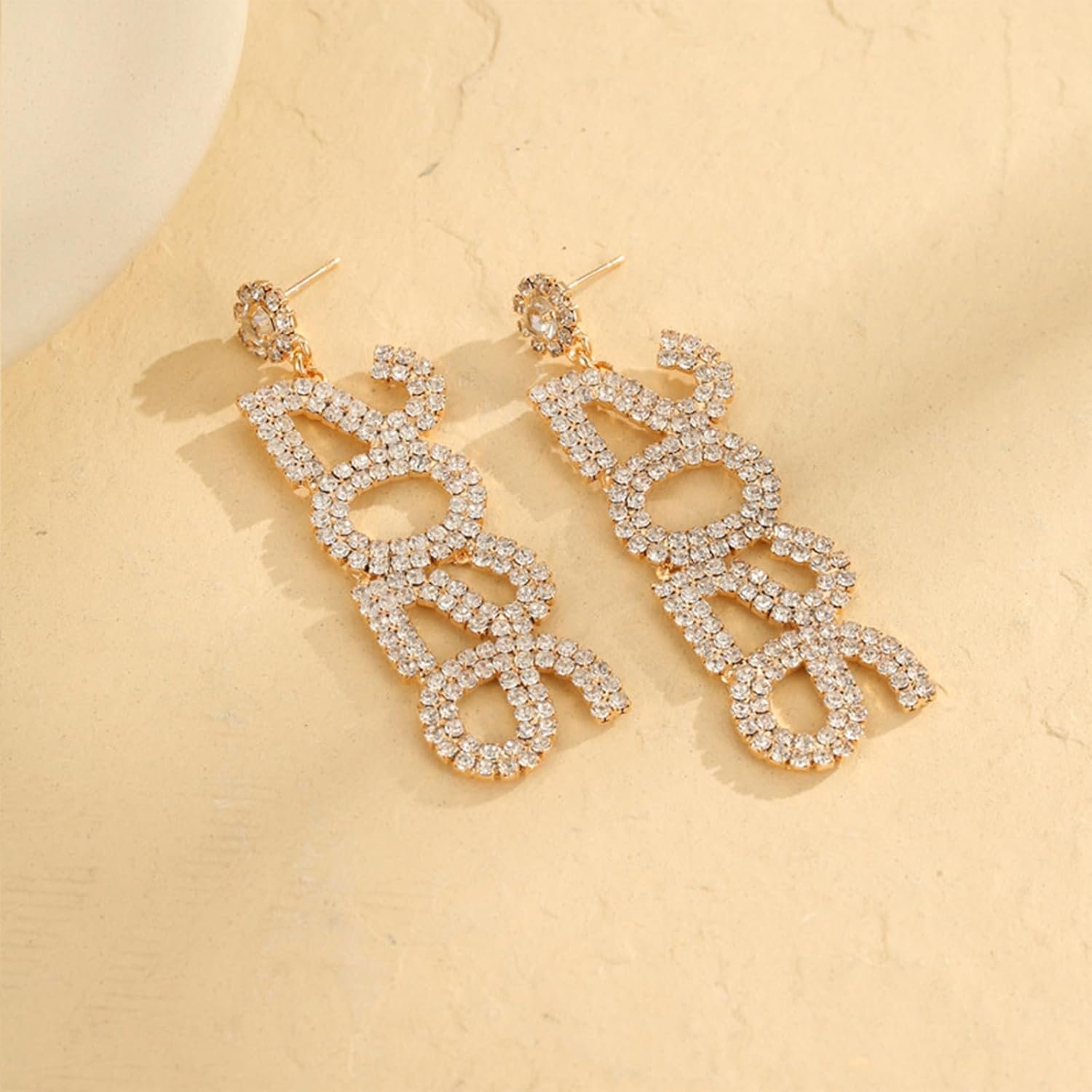New Years Eve Outfits Women Happy New Year Earrings 2026 Costume Jewelry Rhinestone Earrings Holiday Gift Accessories - Image 5