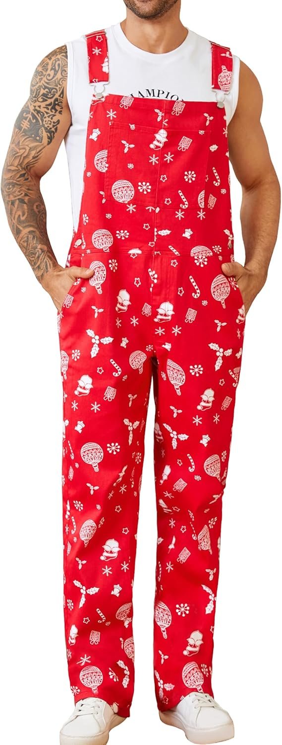 Mens Overalls Christmas Bib Coveralls Women Halloween Jumpsuit Stocking Stuffers for Adults - Image 2