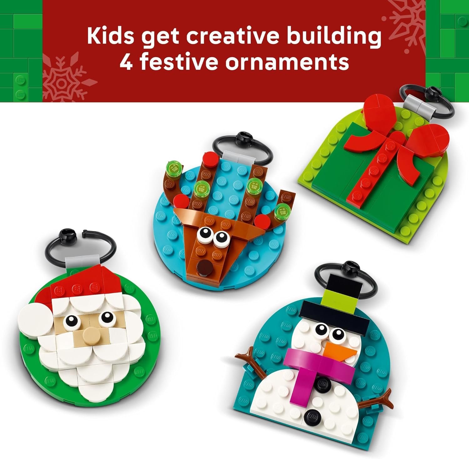 LEGO Christmas Ornament Selection Building Toys - Holiday Crafts for Family, Kids, Boys & Girls, Ages 6+ - Hanging Christmas Decorations for Tree - 40744 - Image 4