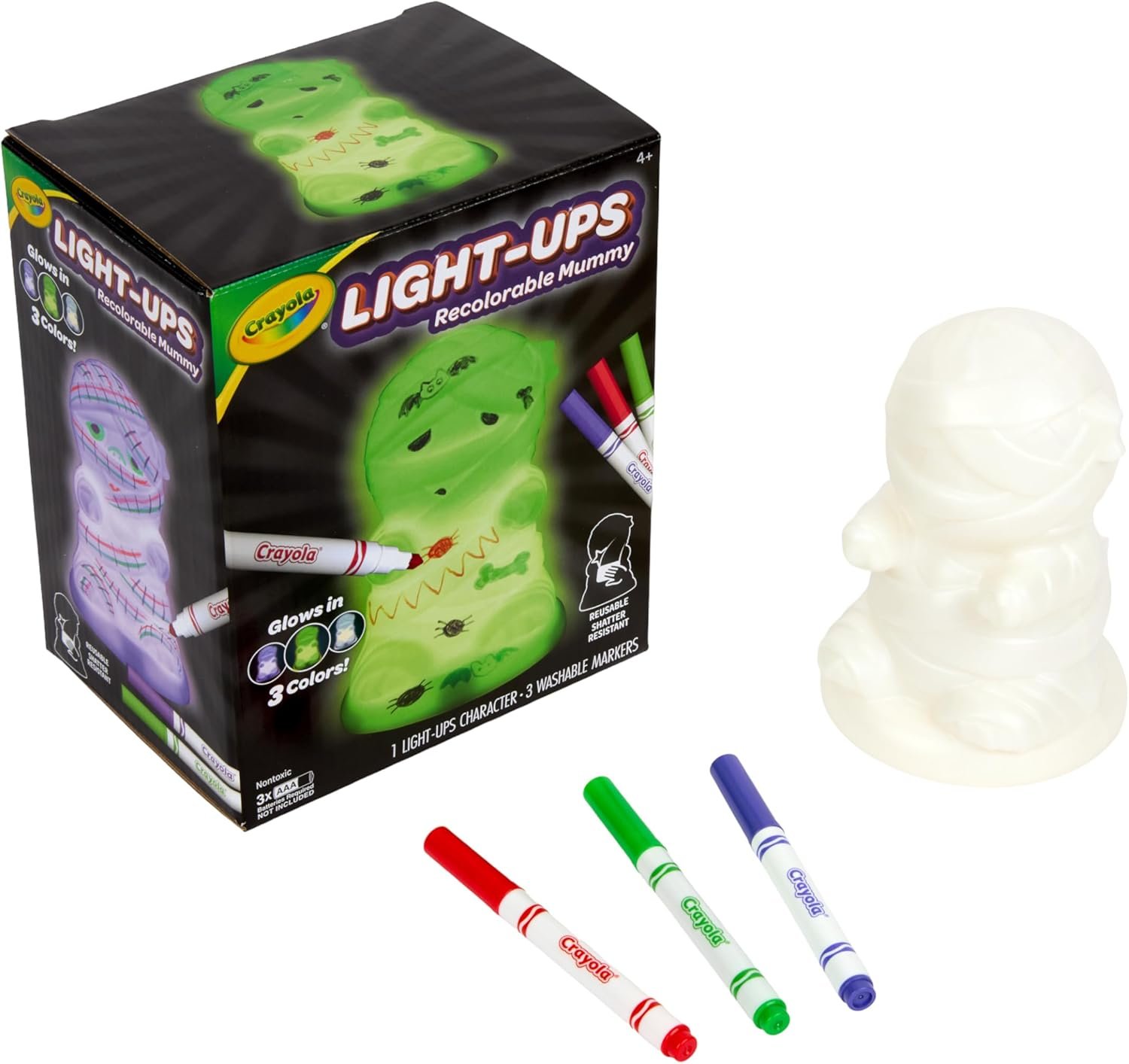 Crayola Light-Ups - Mummy, Reusable Halloween Craft Toy, Glow in The Dark Light Up Mummy, Cute Halloween Decor & Night Light, Gift for Kids, 5+ - Image 2