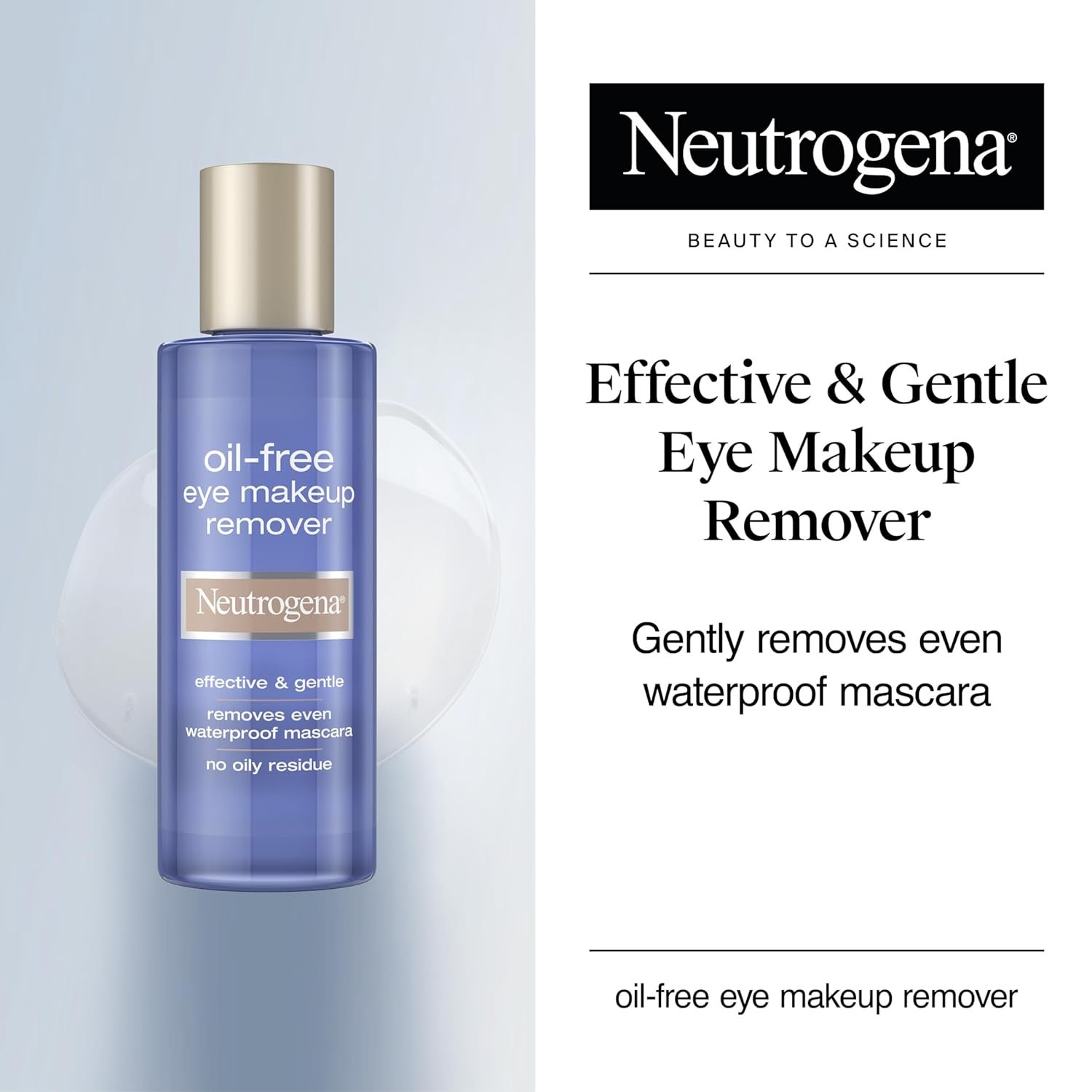 Neutrogena Gentle Oil-Free Eye Makeup Remover & Cleanser for Sensitive Eyes, Non-Greasy Makeup Remover, Waterproof Mascara Remover, Dermatologist & Ophthalmologist Tested, 8 fl. oz - Image 3
