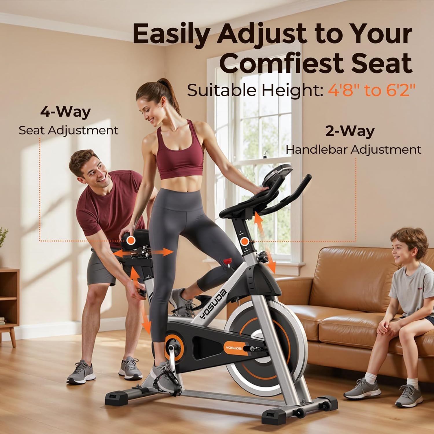 YOSUDA Exercise Bike, Brake Pad Stationary Bike for Home with Exclusive App, Magnetic Indoor Cycling Bike with 300 lb Weight Capacity, Low Noise, Tablet Holder and Fitness Courses for Weight Loss - Image 8