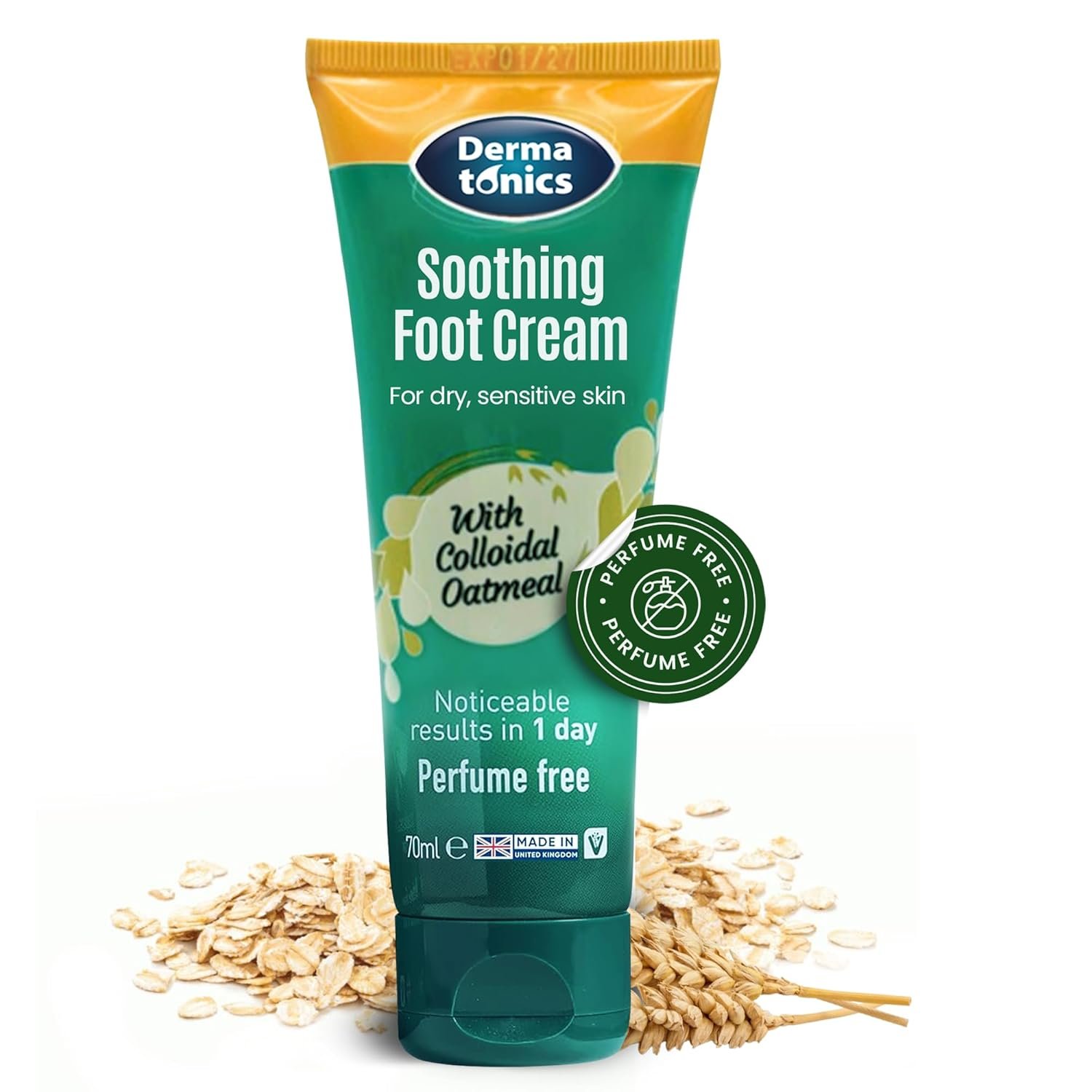 Dermatonics Soothing Foot Cream - 10% Urea w/Colloidal Oatmeal, Exfoliating & Softening Balm, Moisturizer for Dry, Cracked Heels & Rough Skin, Rehydrating for Feet, Elbows & Hands - 2.37 fl oz Tube - Image 2