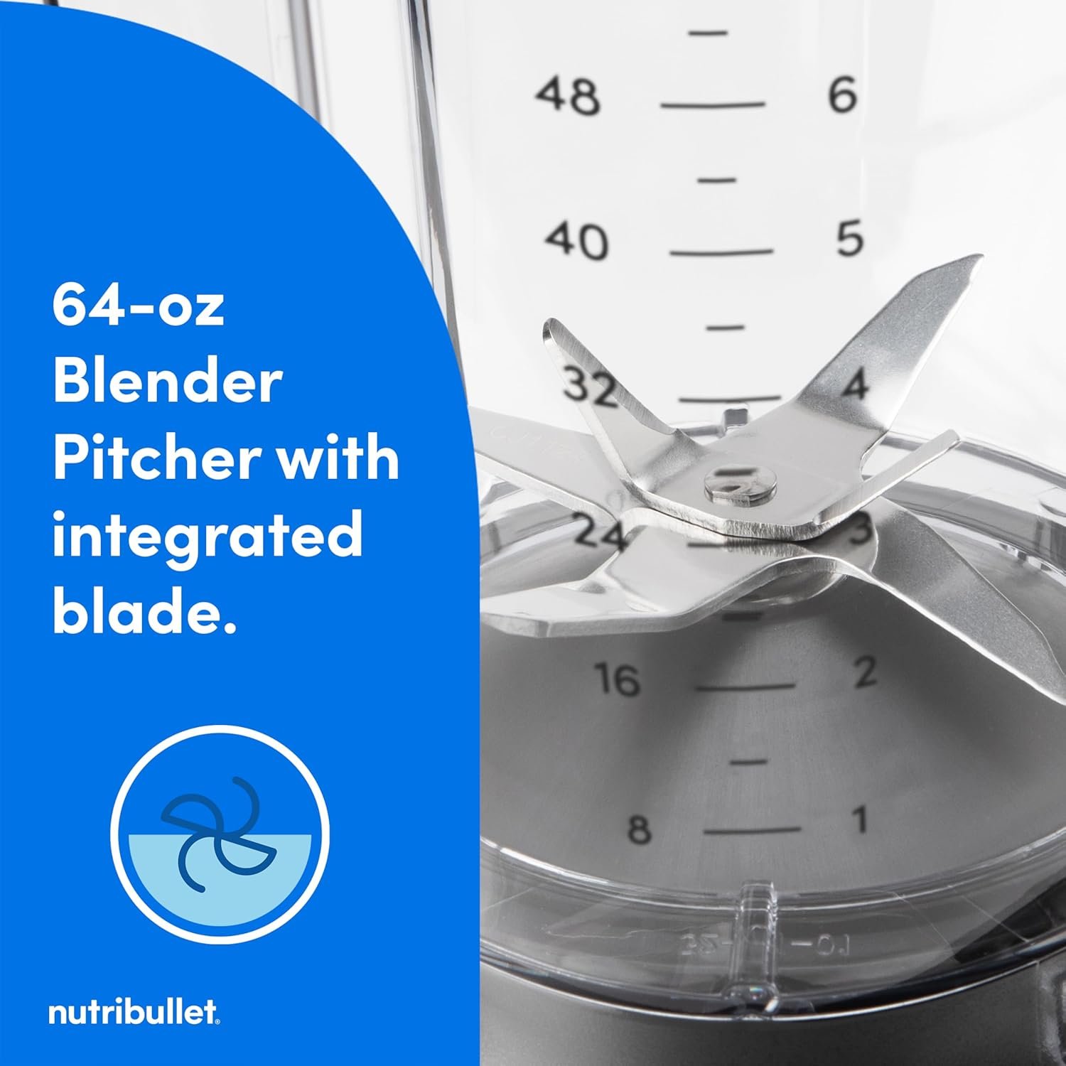 nutribullet® SmartSense Blender Combo, 1400W, 64oz Pitcher, 32oz & 24oz Cups, 5-Speed, Smoothies, Ice and Frozen Fruit, Nut Milk, Soup, Gunmetal Gray, NBF50700 - Image 8