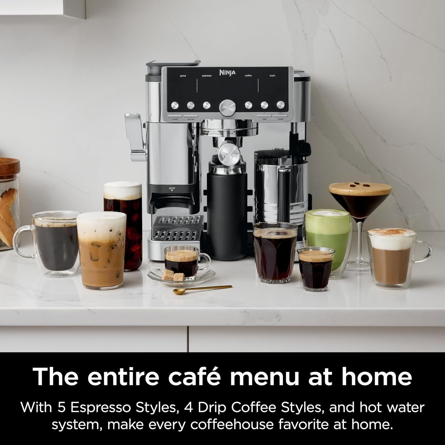 Ninja Luxe Café Pro Series, Espresso Machine, Drip Coffee, Cold Brew, Hot Water, Integrated Tamper, Built-in Grinder, Hands-Free Frother for Cappuccinos, Lattes, Americanos, Dairy or Non-Dairy, ES701 - Image 12