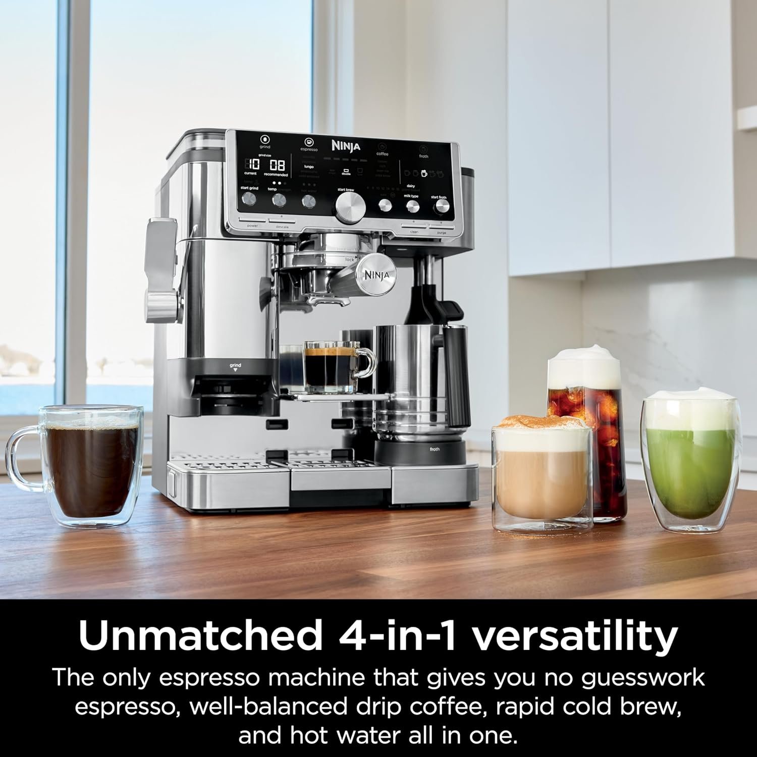 Ninja Luxe Café Pro Series, Espresso Machine, Drip Coffee, Cold Brew, Hot Water, Integrated Tamper, Built-in Grinder, Hands-Free Frother for Cappuccinos, Lattes, Americanos, Dairy or Non-Dairy, ES701 - Image 4