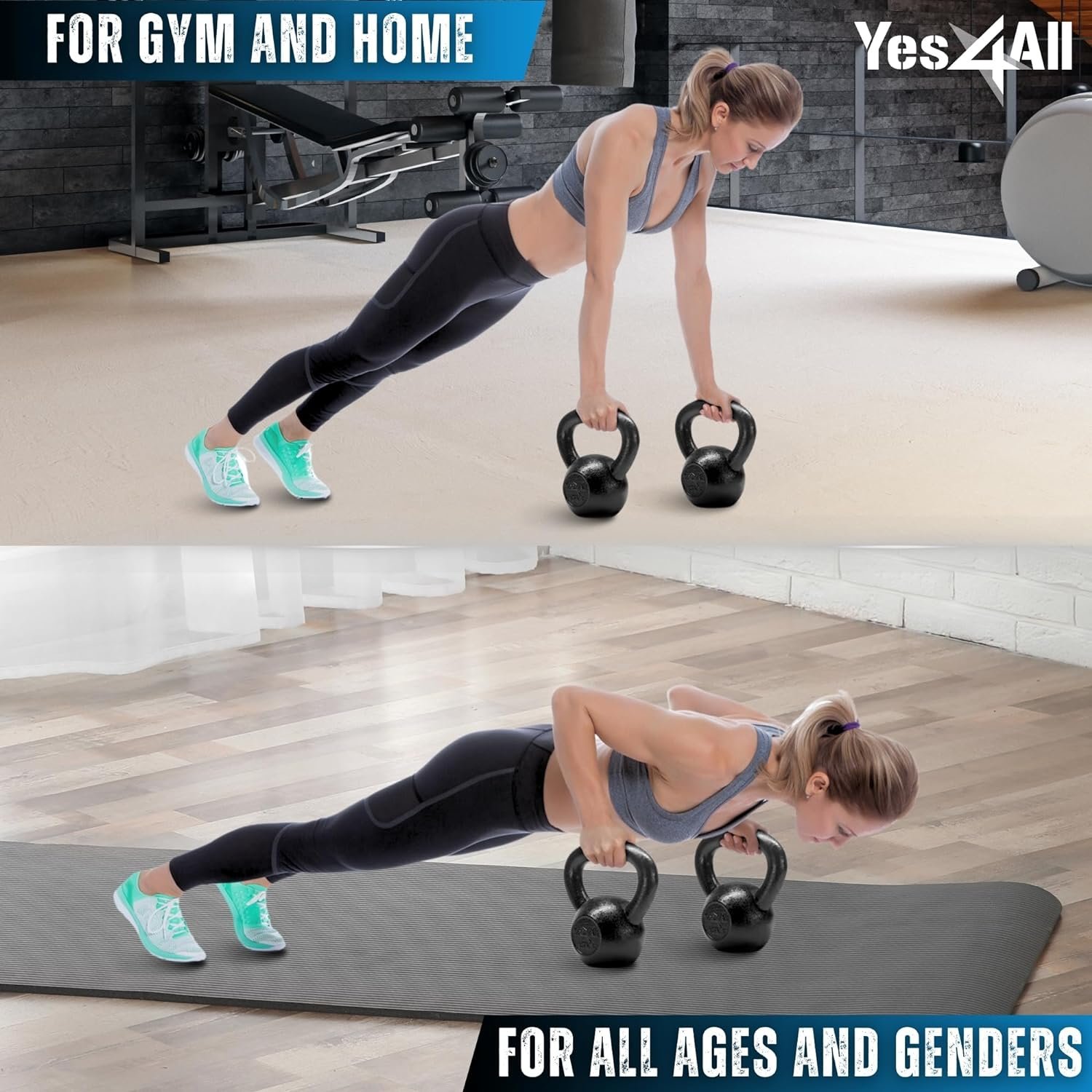 Yes4All Cast Iron Kettlebell, Strength Training Kettlebells 5-80 Lb (5,10,15,20,25,30,35,40,45,50,60,70,80 Lb) for Full Body Workout, Push up, Strength Training - Single & Kettlebell Set of 2 for Men - Image 7