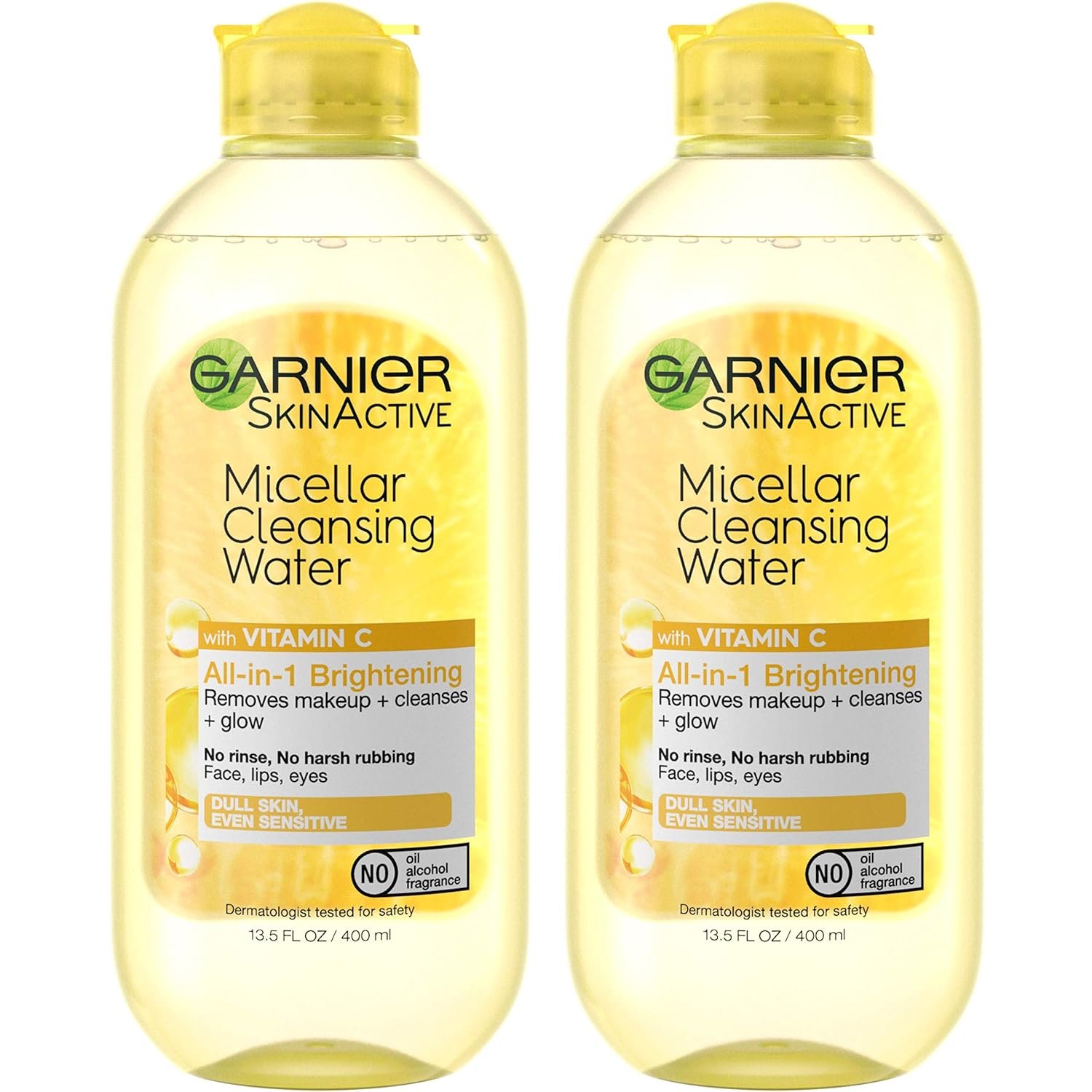Garnier Micellar Water with Vitamin C, Facial Cleanser & Makeup Remover, Brightening & Hydrating, For All Skin Types, Vegan, Cruelty Free, 13.5 Fl Oz (400mL), 2 Count - Image 2