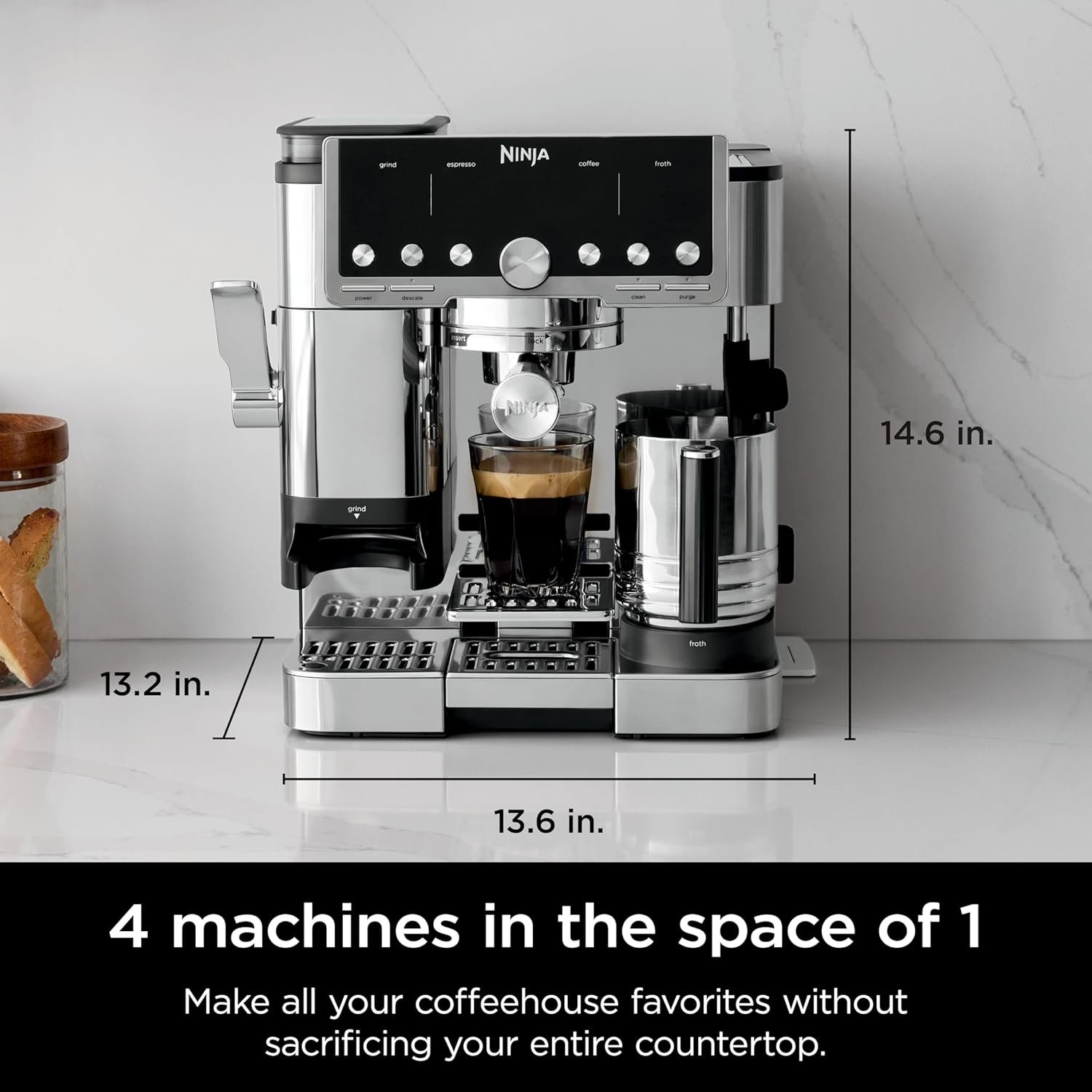 Ninja Luxe Café Pro Series, Espresso Machine, Drip Coffee, Cold Brew, Hot Water, Integrated Tamper, Built-in Grinder, Hands-Free Frother for Cappuccinos, Lattes, Americanos, Dairy or Non-Dairy, ES701 - Image 14