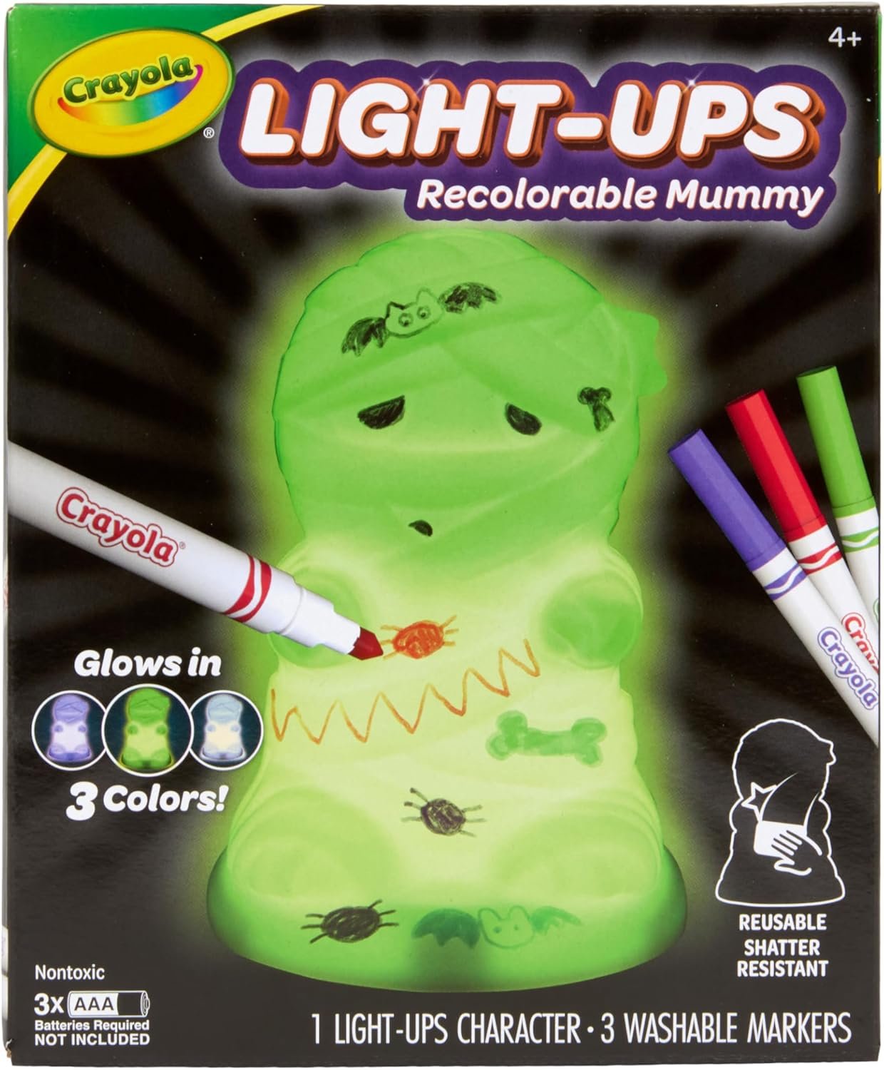 Crayola Light-Ups - Mummy, Reusable Halloween Craft Toy, Glow in The Dark Light Up Mummy, Cute Halloween Decor & Night Light, Gift for Kids, 5+ - Image 3