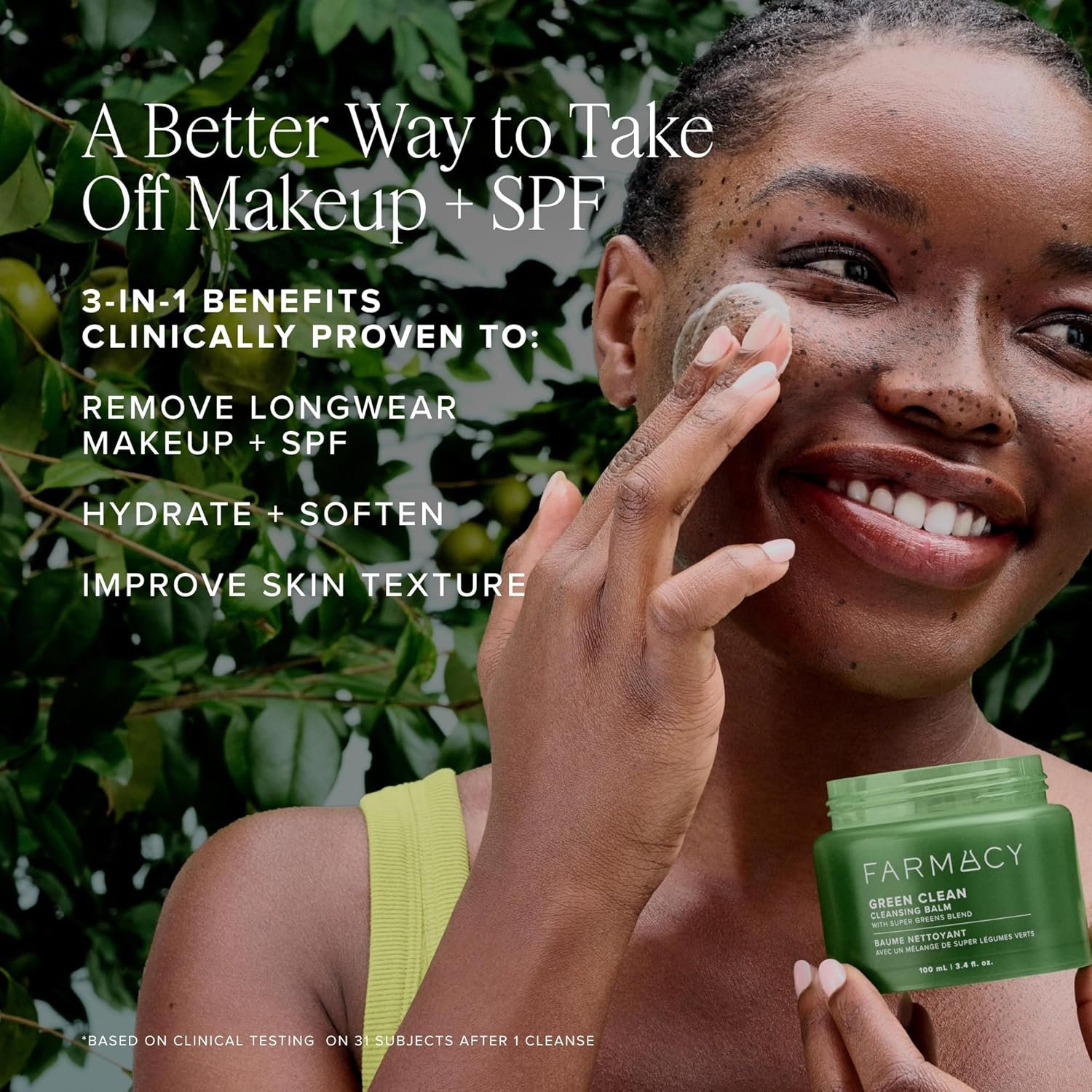 Farmacy Makeup Remover Cleansing Balm - Green Clean Waterproof Makeup Remover Balm + Oil Cleanser for Face - Gently Removes Make Up + SPF while Hydrating Skin (100 ml) - Image 5