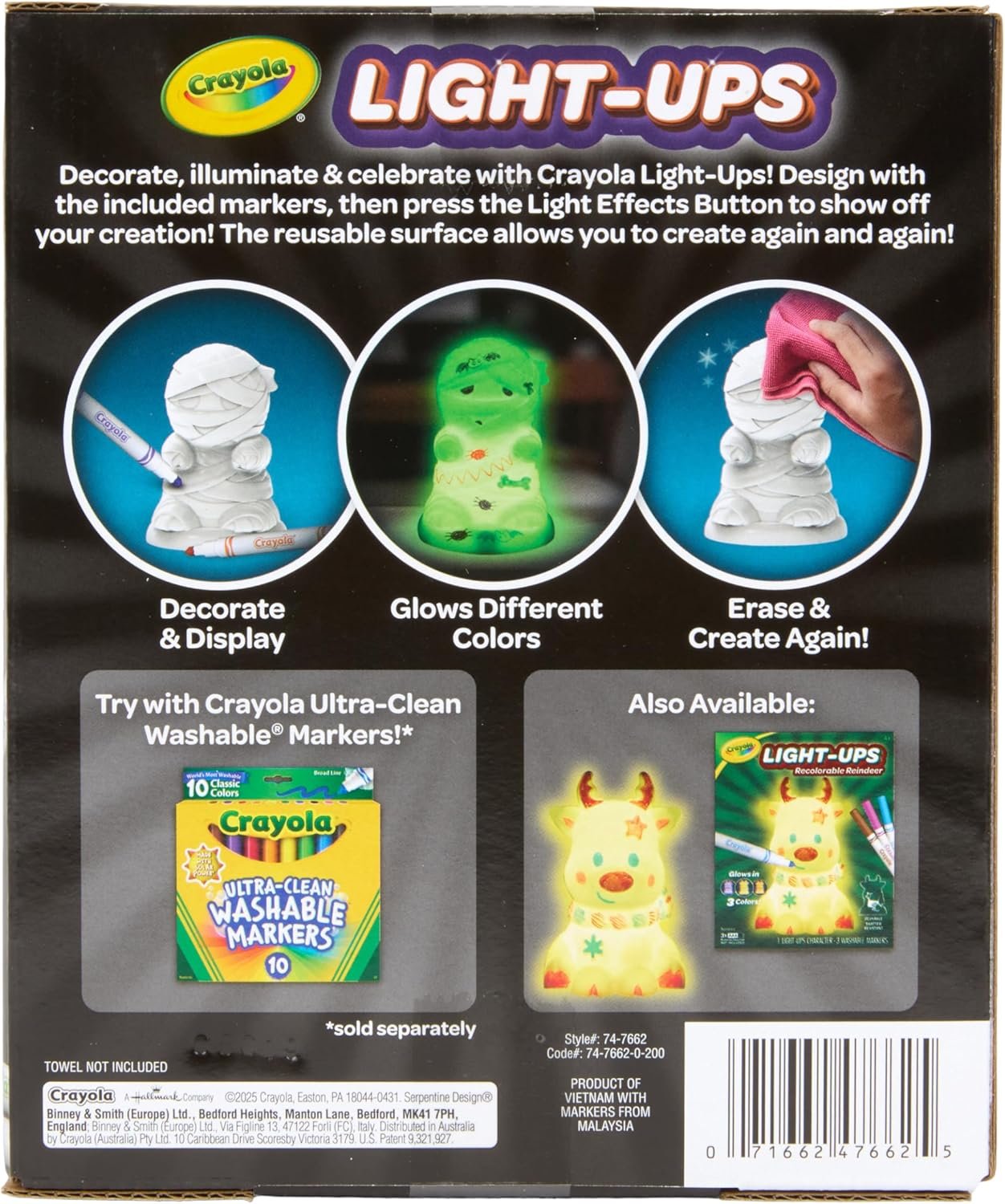 Crayola Light-Ups - Mummy, Reusable Halloween Craft Toy, Glow in The Dark Light Up Mummy, Cute Halloween Decor & Night Light, Gift for Kids, 5+ - Image 7