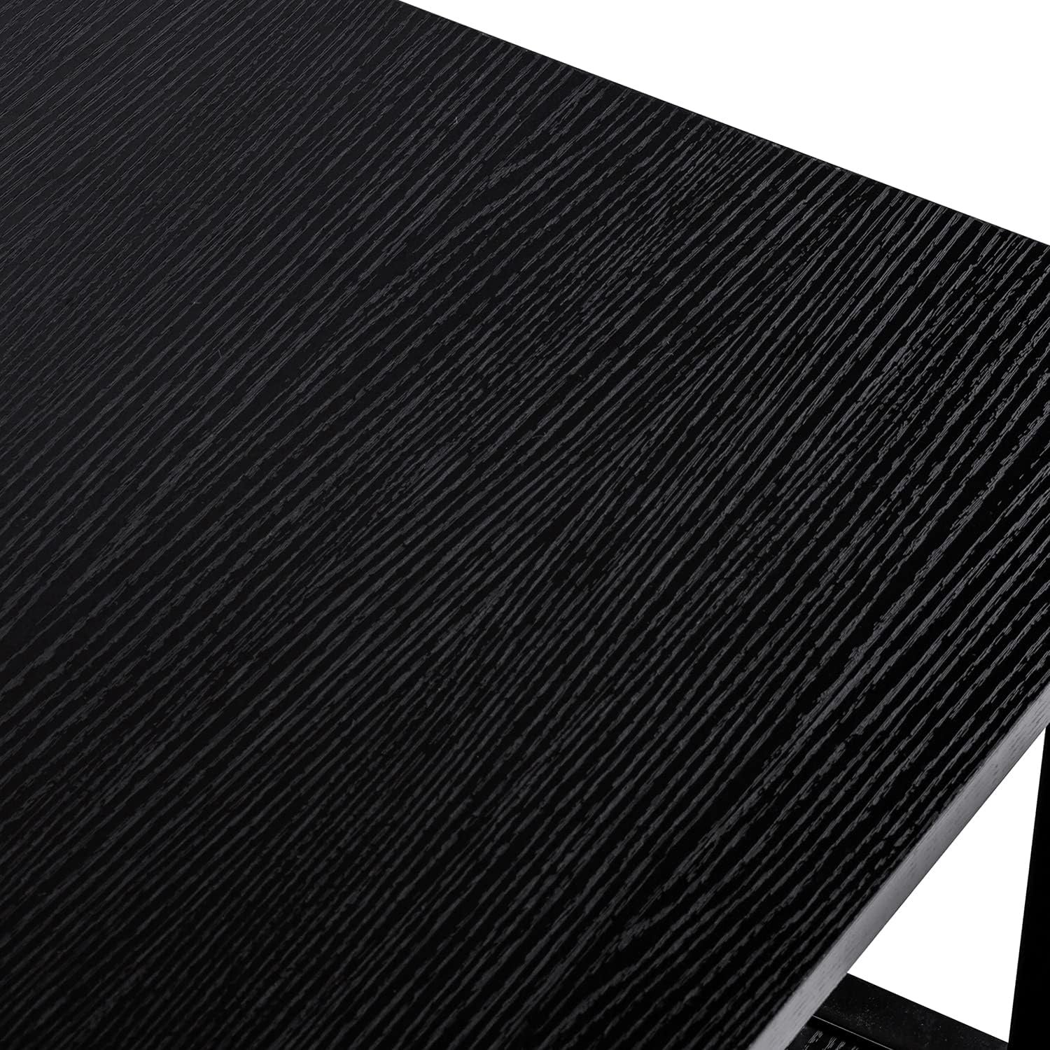 ChooChoo Mission Coffee Table, Black Wood Living Room Table with Shelf, 40 Black - Image 6