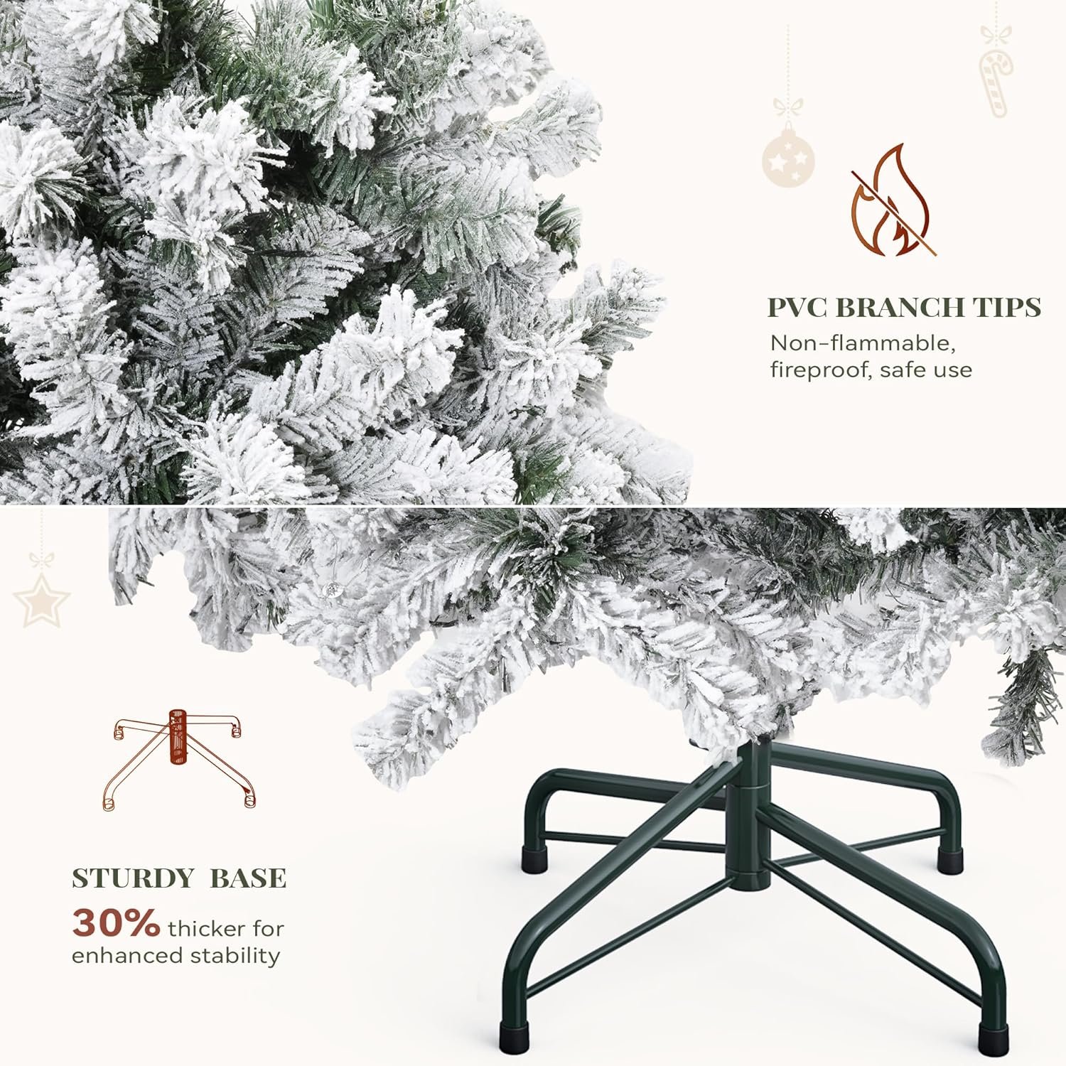 YITAHOME Prelit Snow Flocked Artificial Full Christmas Tree 6ft with Remote Control, Christmas Pine Tree with 11 Light-Modes, 1000 Branch Tips, Foldable Base for Home, Party Decoration - Image 7