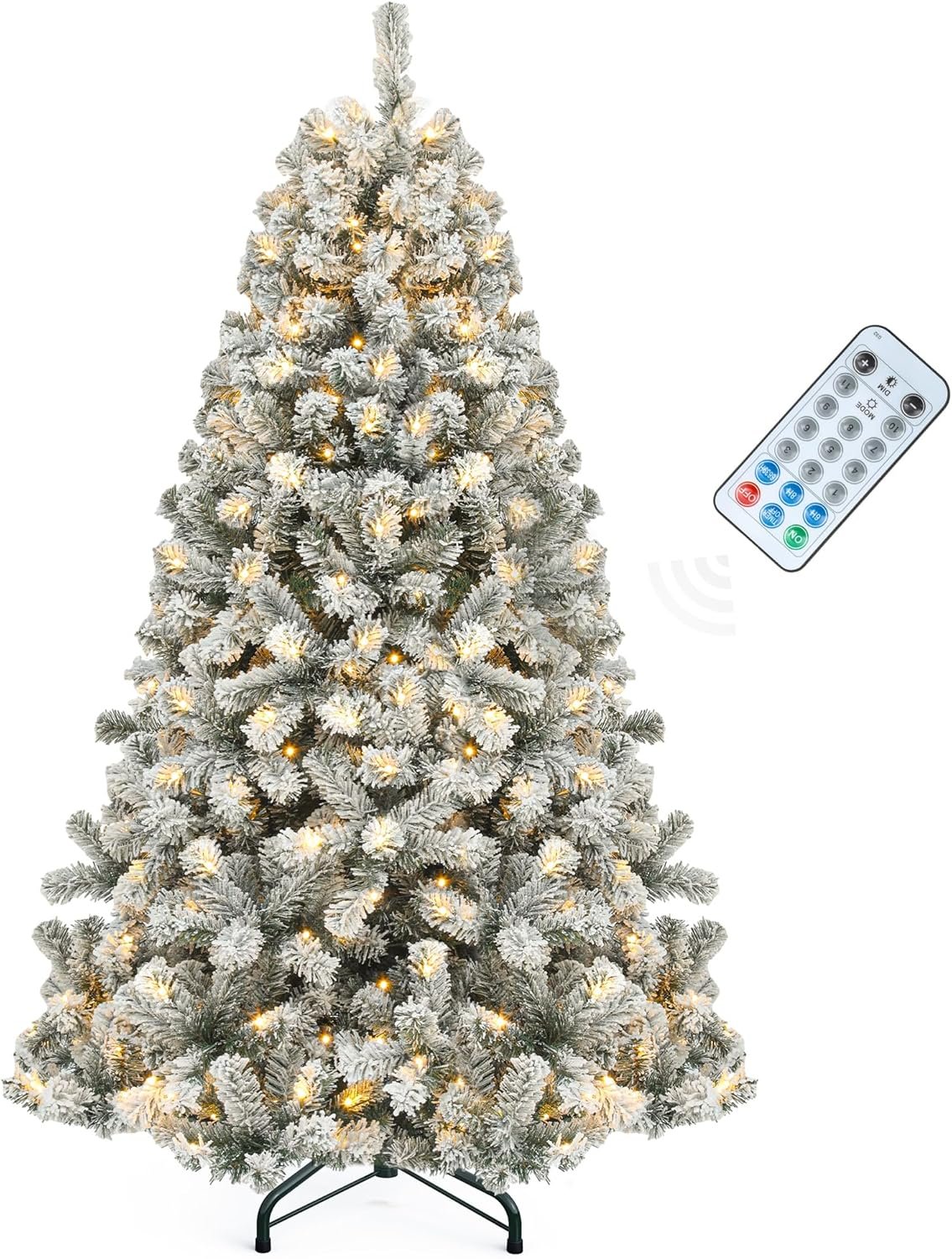 YITAHOME Prelit Snow Flocked Artificial Full Christmas Tree 6ft with Remote Control, Christmas Pine Tree with 11 Light-Modes, 1000 Branch Tips, Foldable Base for Home, Party Decoration - Image 10