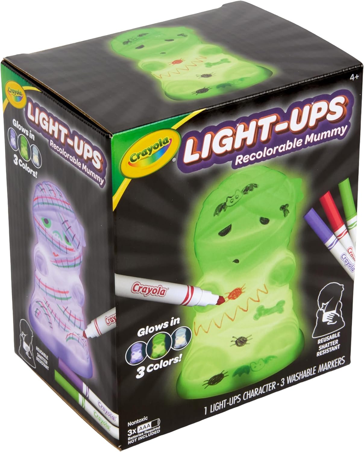 Crayola Light-Ups - Mummy, Reusable Halloween Craft Toy, Glow in The Dark Light Up Mummy, Cute Halloween Decor & Night Light, Gift for Kids, 5+ - Image 5