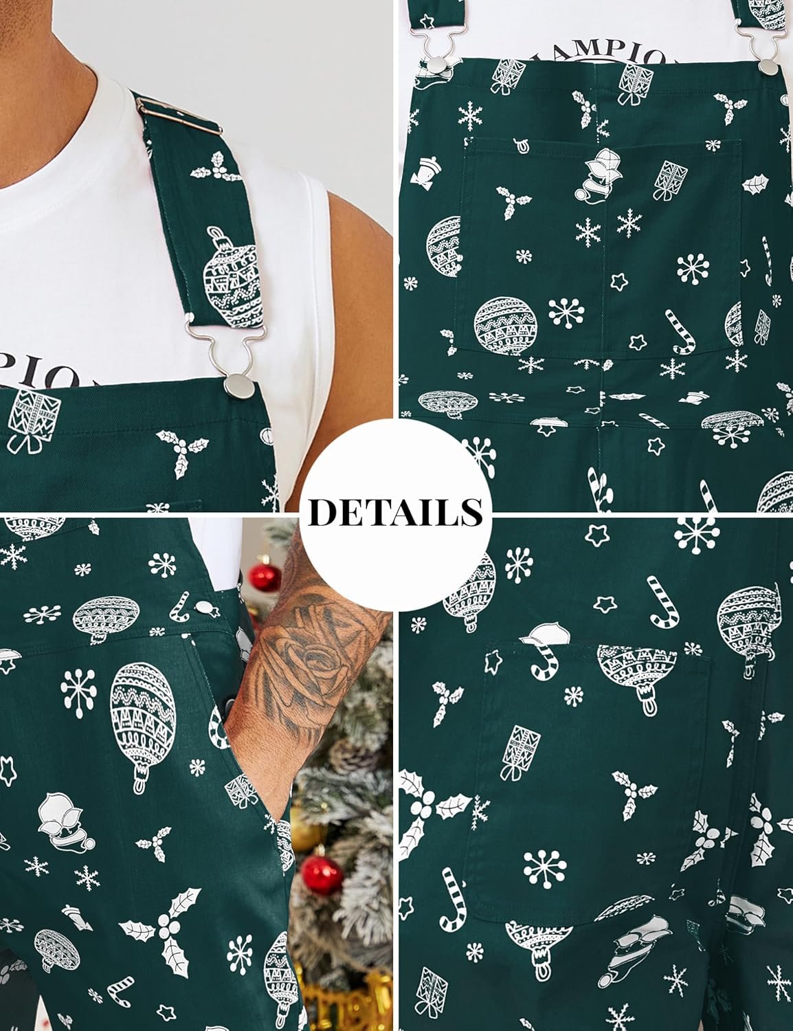 Mens Overalls Christmas Bib Coveralls Women Halloween Jumpsuit Stocking Stuffers for Adults - Image 8