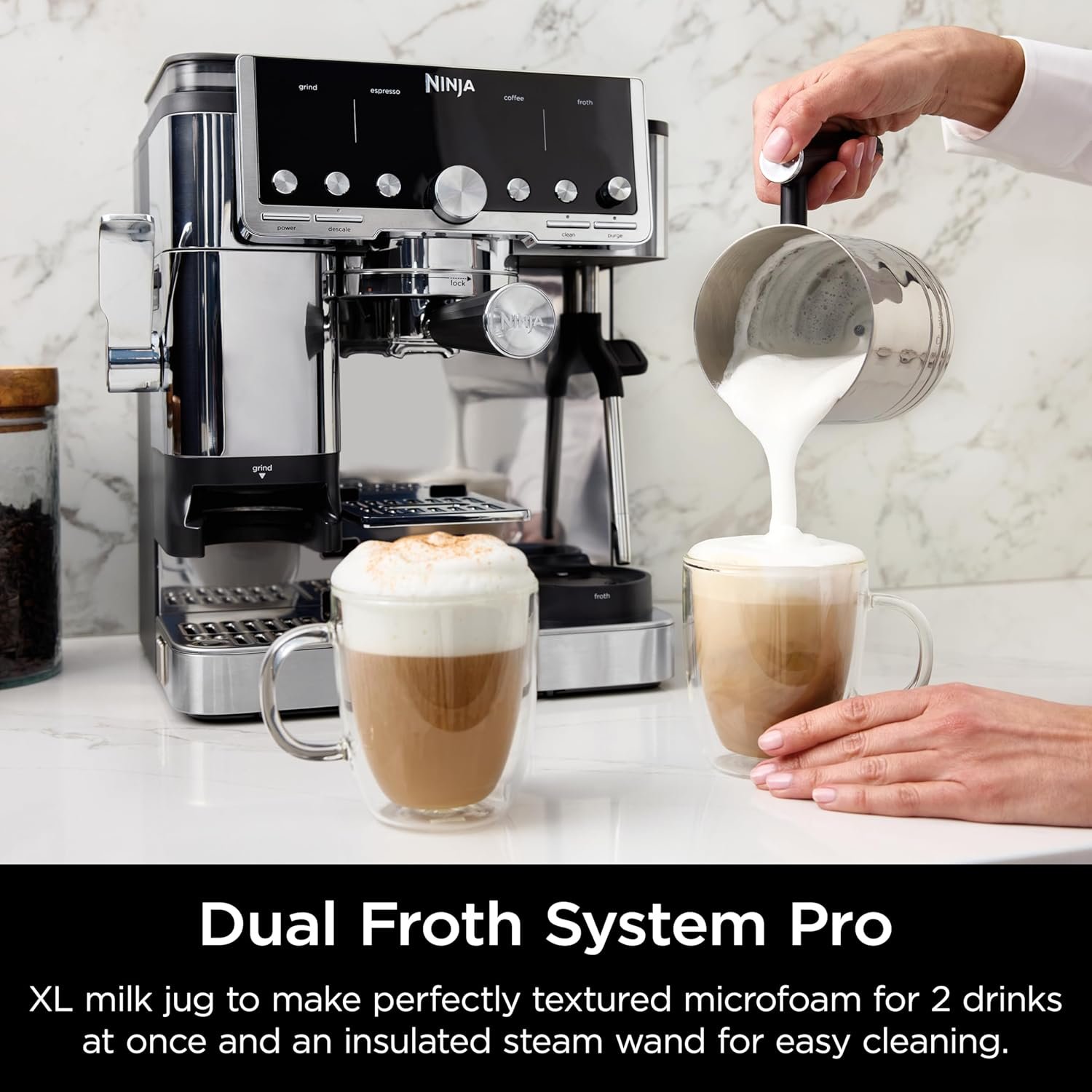 Ninja Luxe Café Pro Series, Espresso Machine, Drip Coffee, Cold Brew, Hot Water, Integrated Tamper, Built-in Grinder, Hands-Free Frother for Cappuccinos, Lattes, Americanos, Dairy or Non-Dairy, ES701 - Image 11