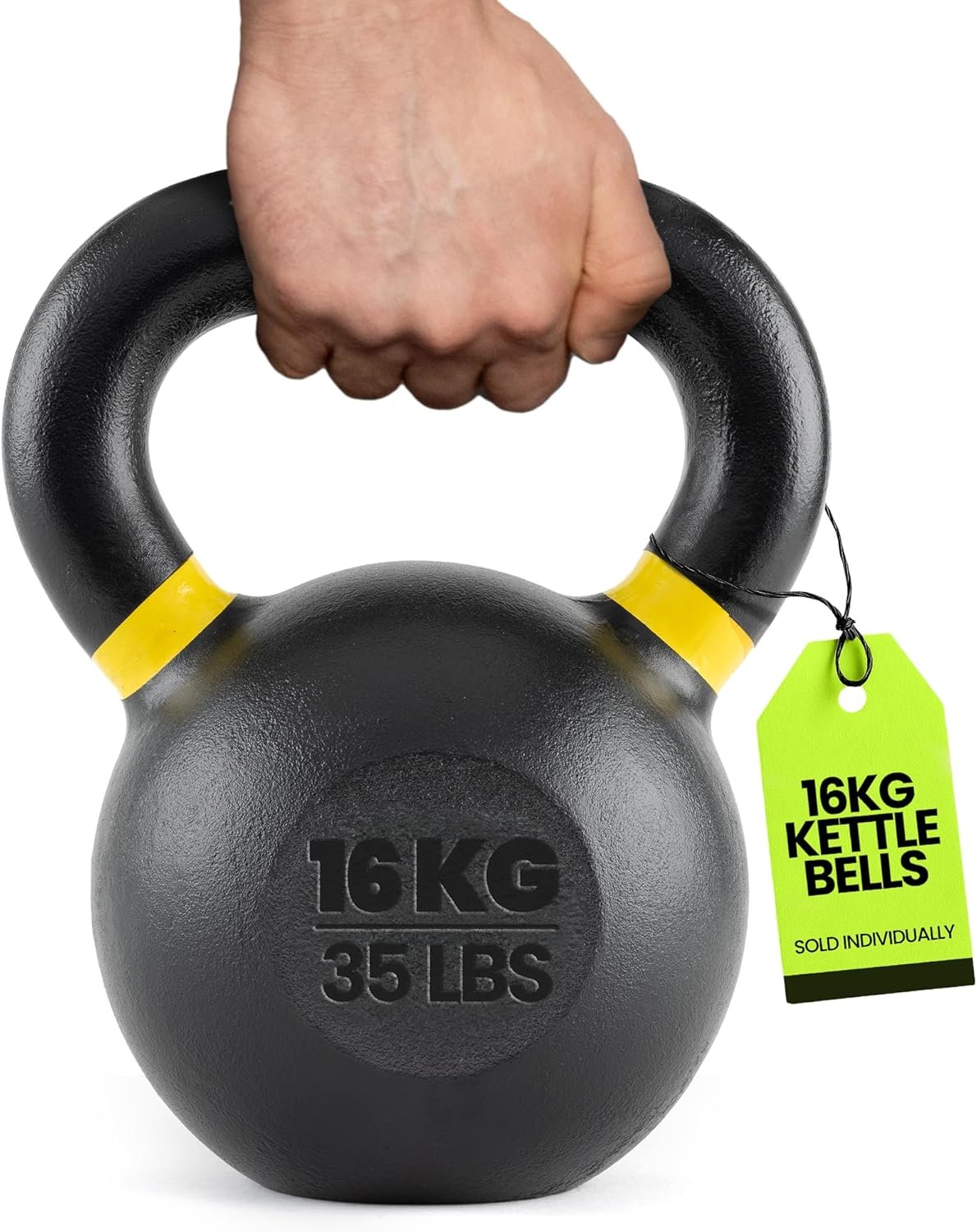 Rage Fitness Single Cast Iron Kettlebell | Powder Coated - Wide Handle Weights for Core & Glute Workouts; Swings, Squats, Deadlifts; Strength, Endurance & Flexibility for Men & Women - Image 2