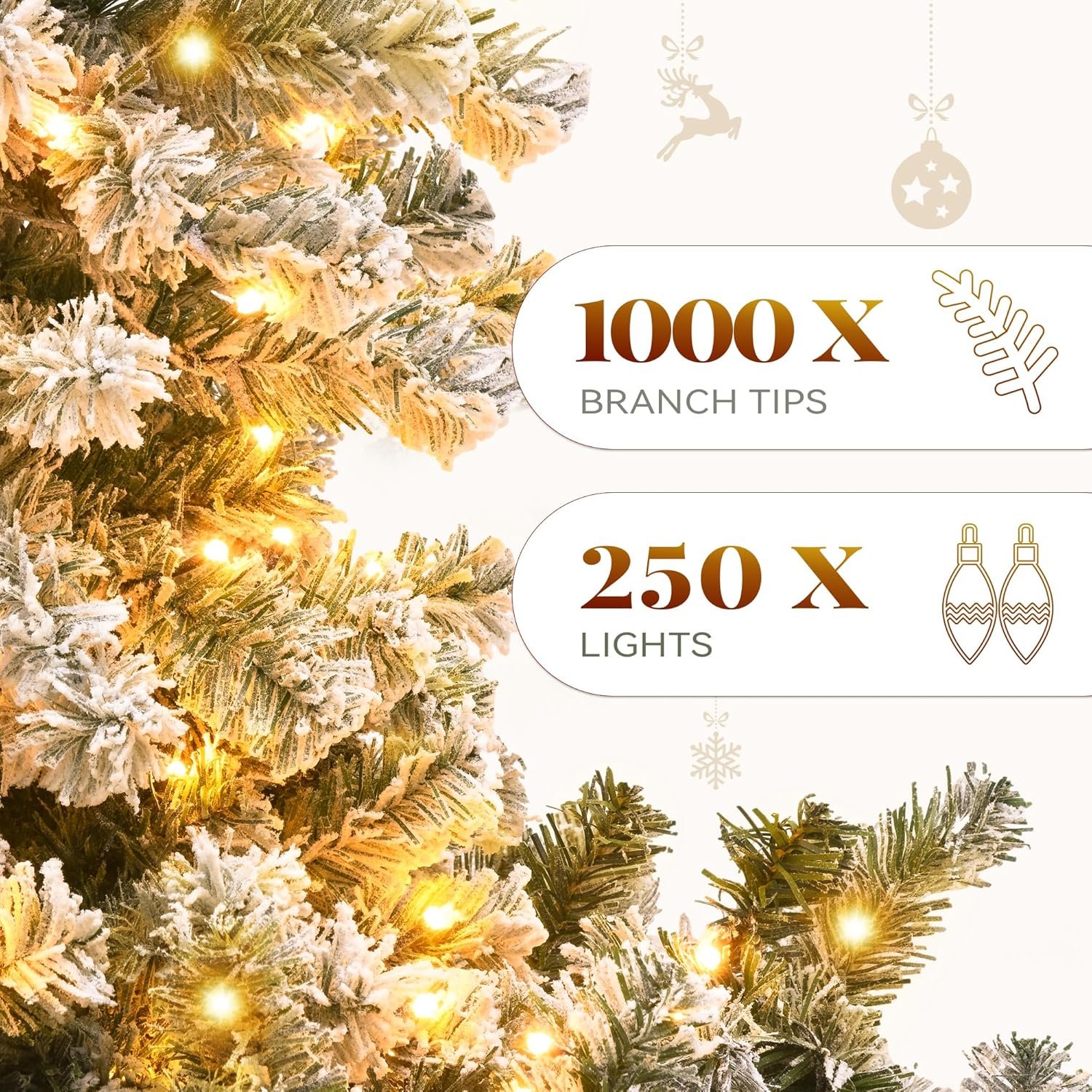 YITAHOME Prelit Snow Flocked Artificial Full Christmas Tree 6ft with Remote Control, Christmas Pine Tree with 11 Light-Modes, 1000 Branch Tips, Foldable Base for Home, Party Decoration - Image 6