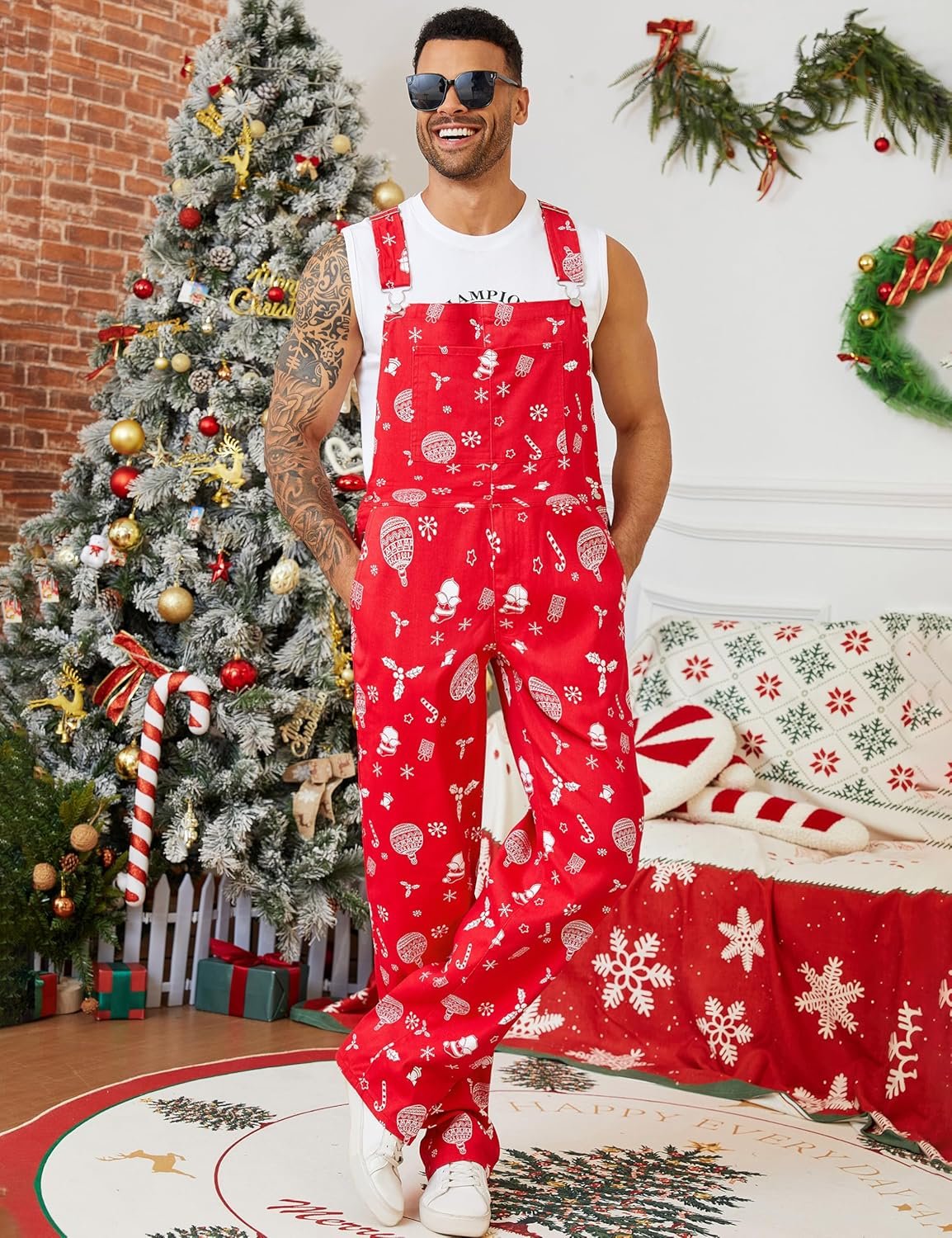 Mens Overalls Christmas Bib Coveralls Women Halloween Jumpsuit Stocking Stuffers for Adults - Image 4