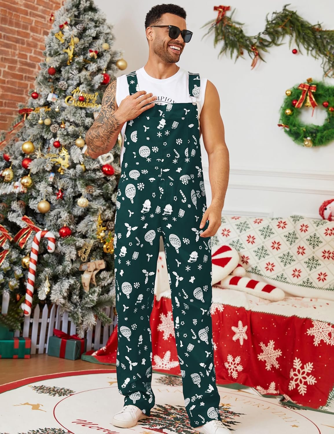 Mens Overalls Christmas Bib Coveralls Women Halloween Jumpsuit Stocking Stuffers for Adults - Image 6