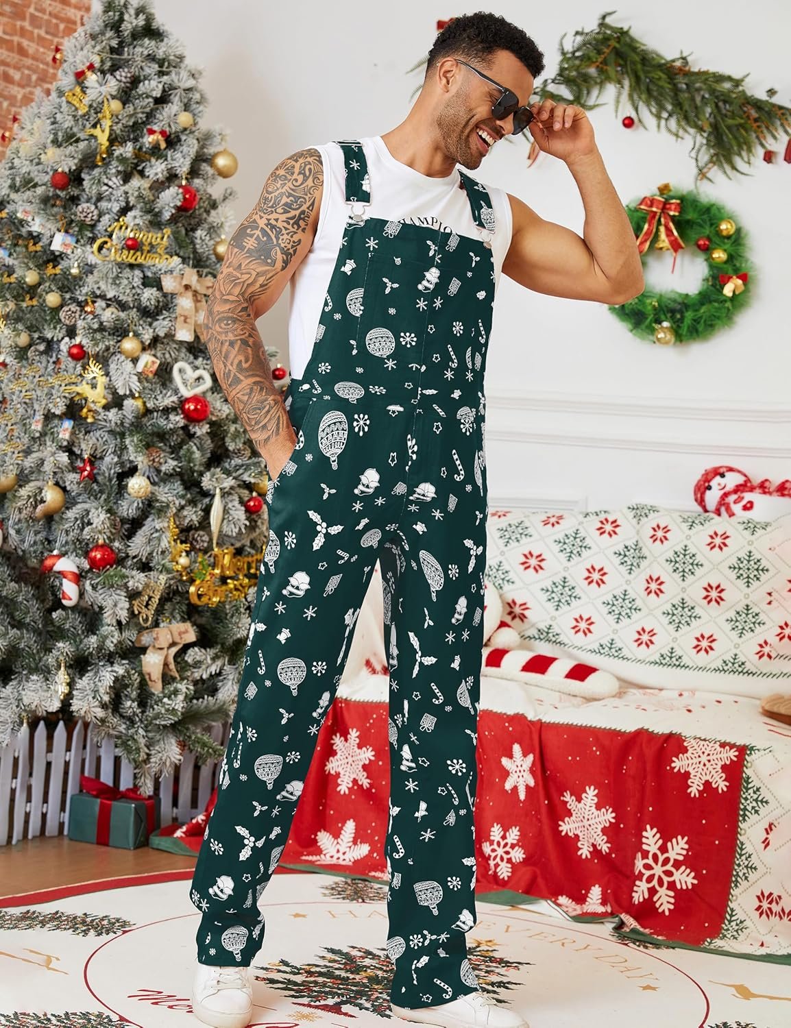 Mens Overalls Christmas Bib Coveralls Women Halloween Jumpsuit Stocking Stuffers for Adults - Image 5