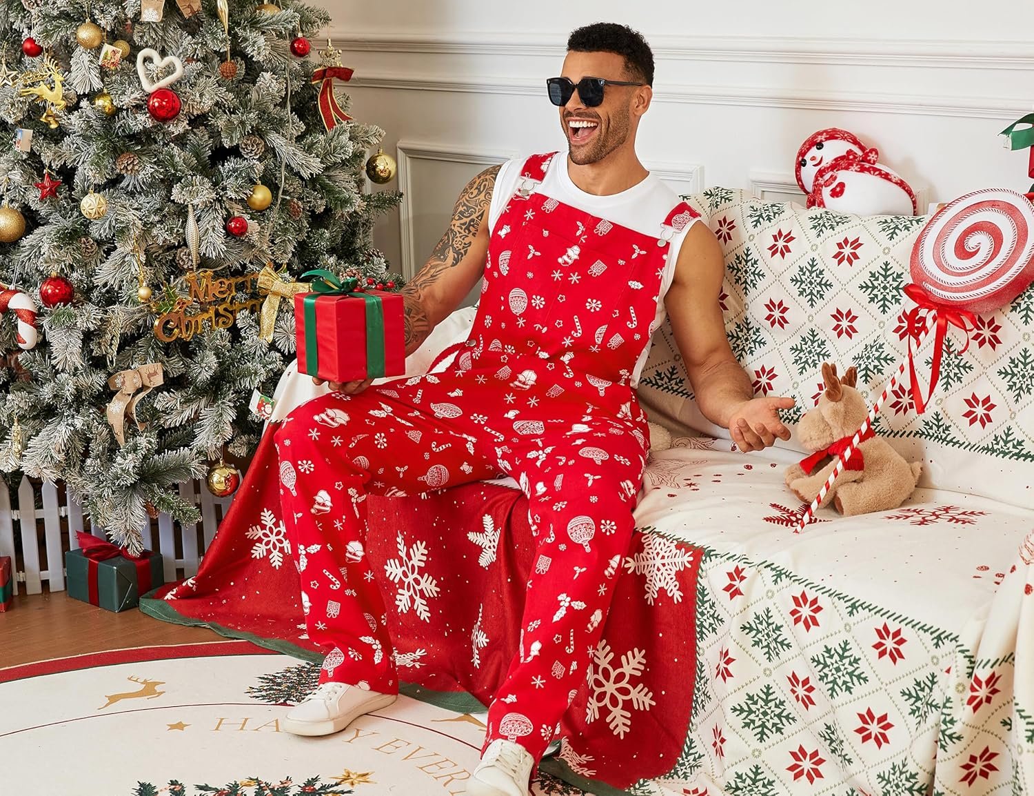 Mens Overalls Christmas Bib Coveralls Women Halloween Jumpsuit Stocking Stuffers for Adults - Image 7