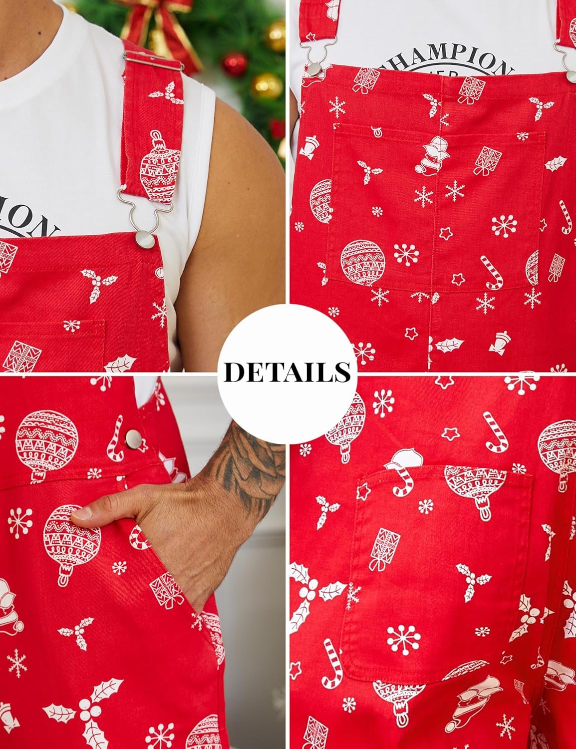 Mens Overalls Christmas Bib Coveralls Women Halloween Jumpsuit Stocking Stuffers for Adults - Image 8