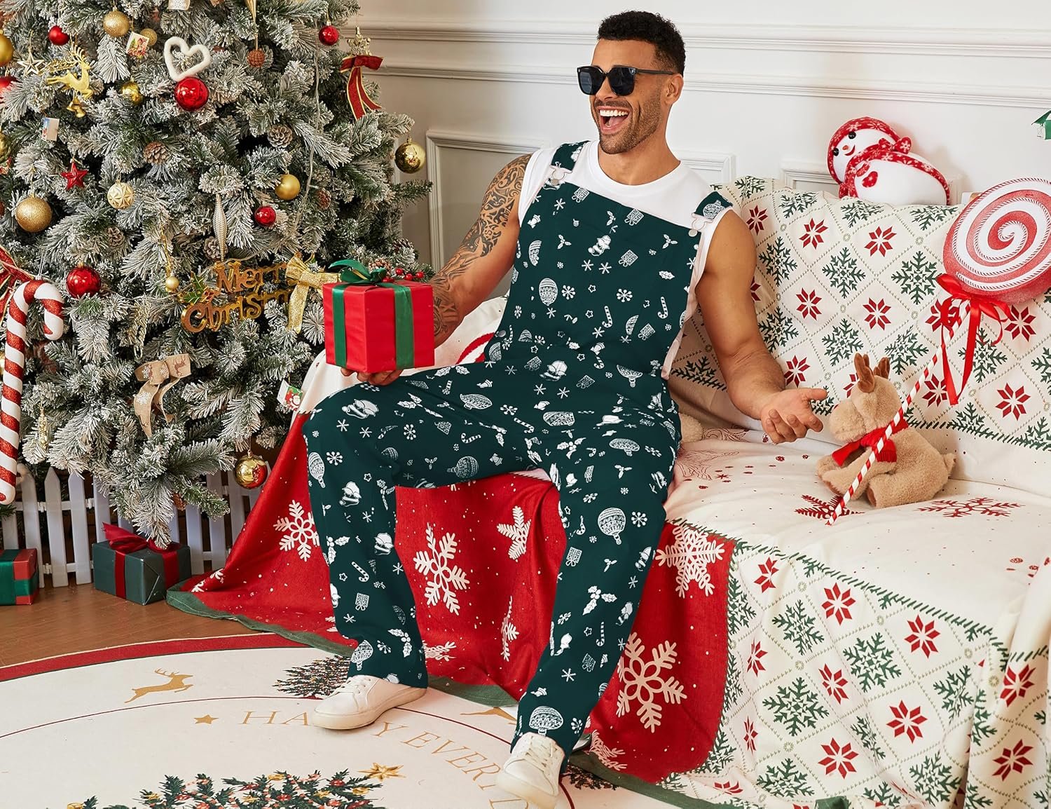 Mens Overalls Christmas Bib Coveralls Women Halloween Jumpsuit Stocking Stuffers for Adults - Image 7