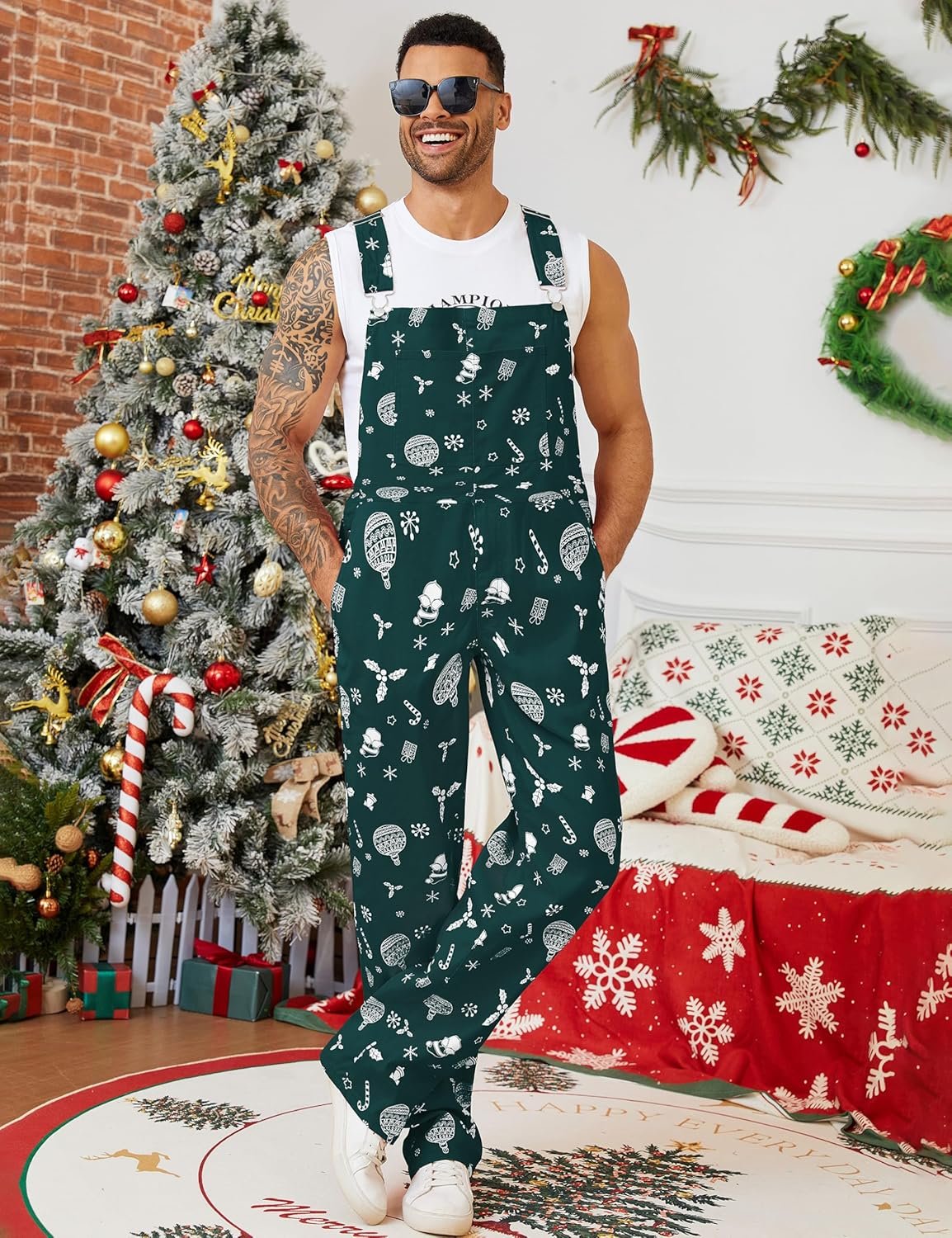 Mens Overalls Christmas Bib Coveralls Women Halloween Jumpsuit Stocking Stuffers for Adults - Image 4