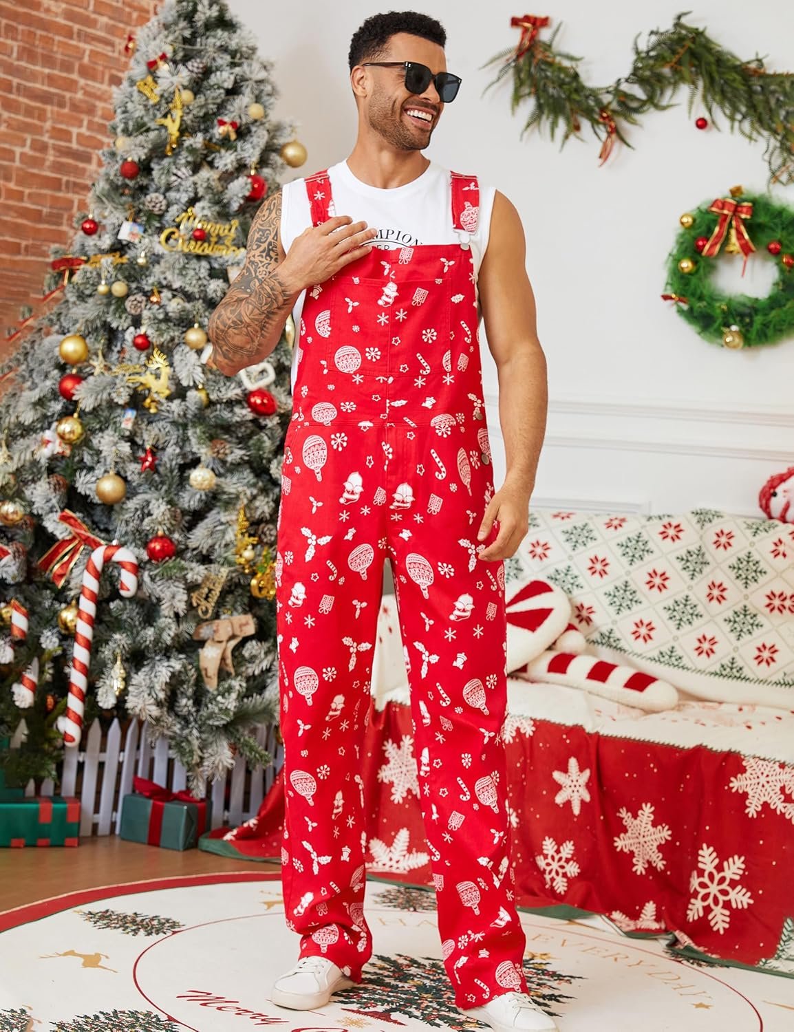 Mens Overalls Christmas Bib Coveralls Women Halloween Jumpsuit Stocking Stuffers for Adults - Image 6